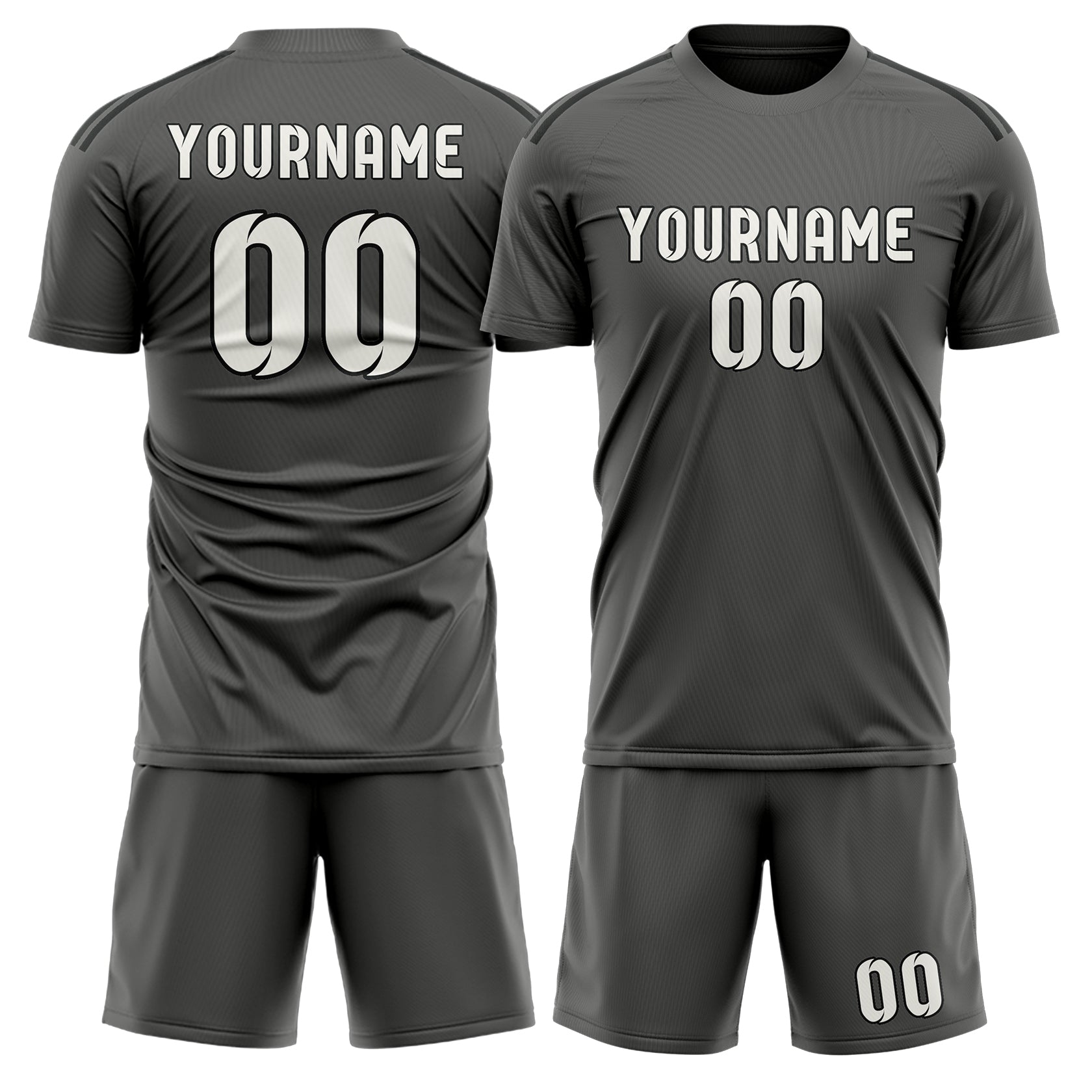 Custom Dark Grey White Soccer Set