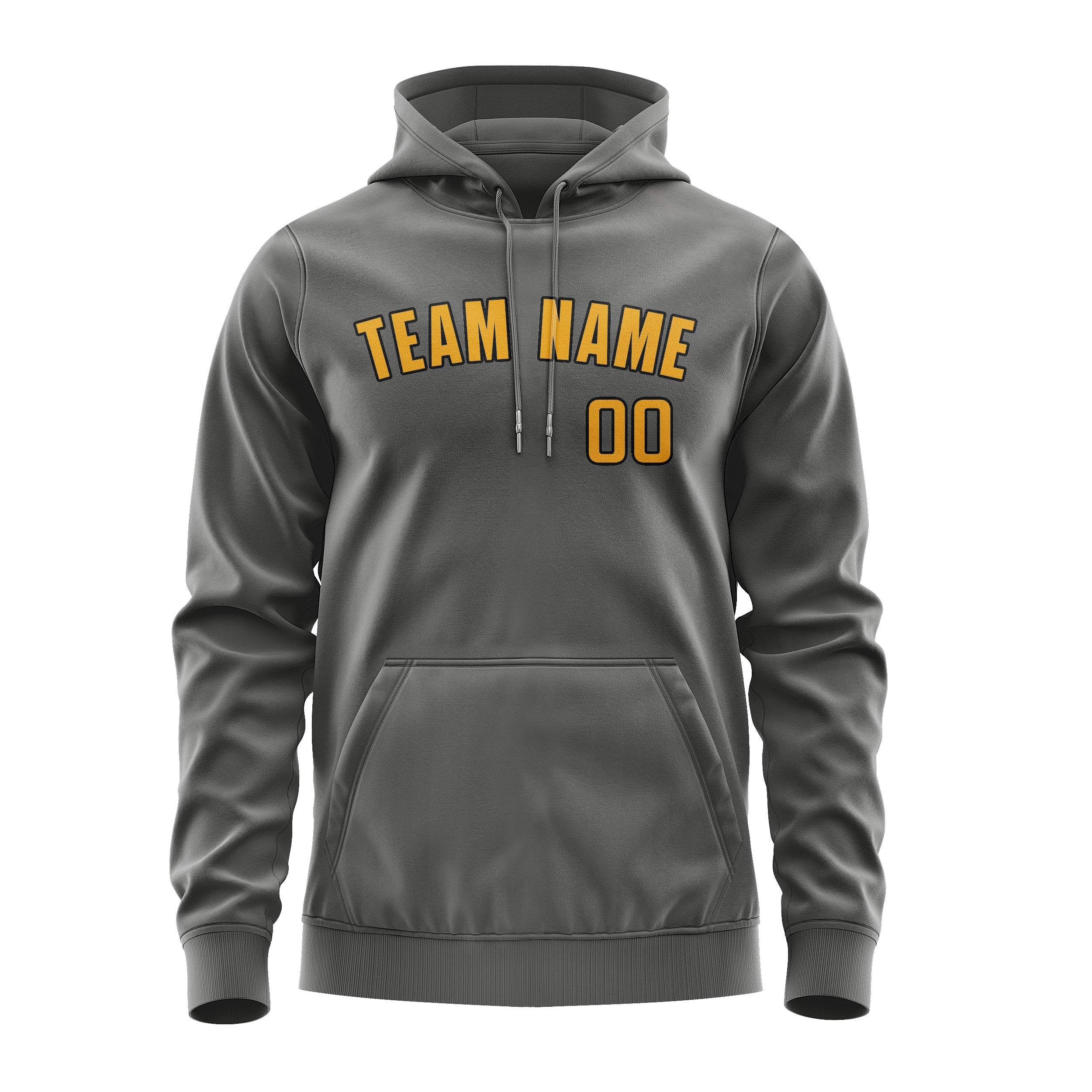 Custom Dark Grey Yellow Hoodie