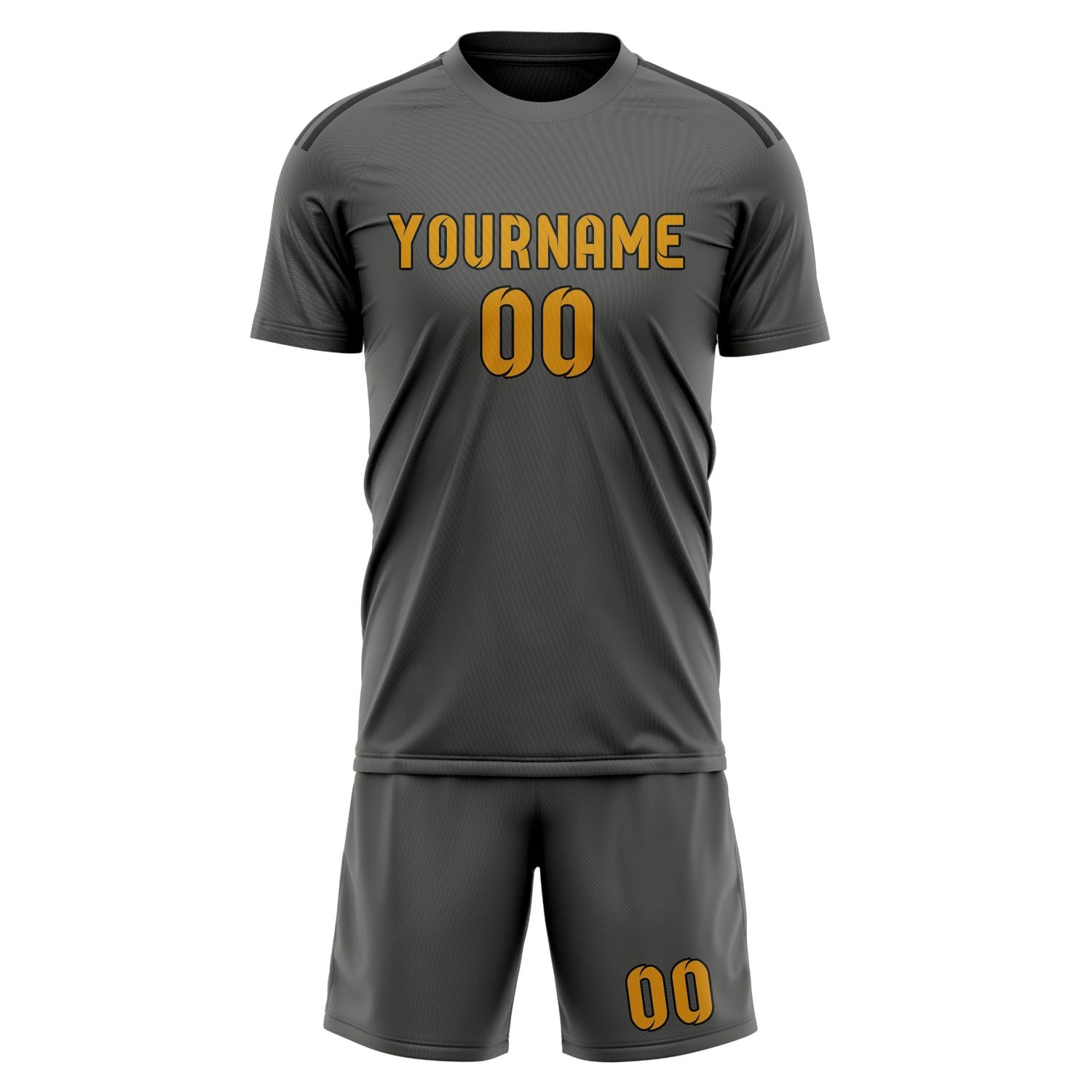Custom Dark Grey Yellow Soccer Set