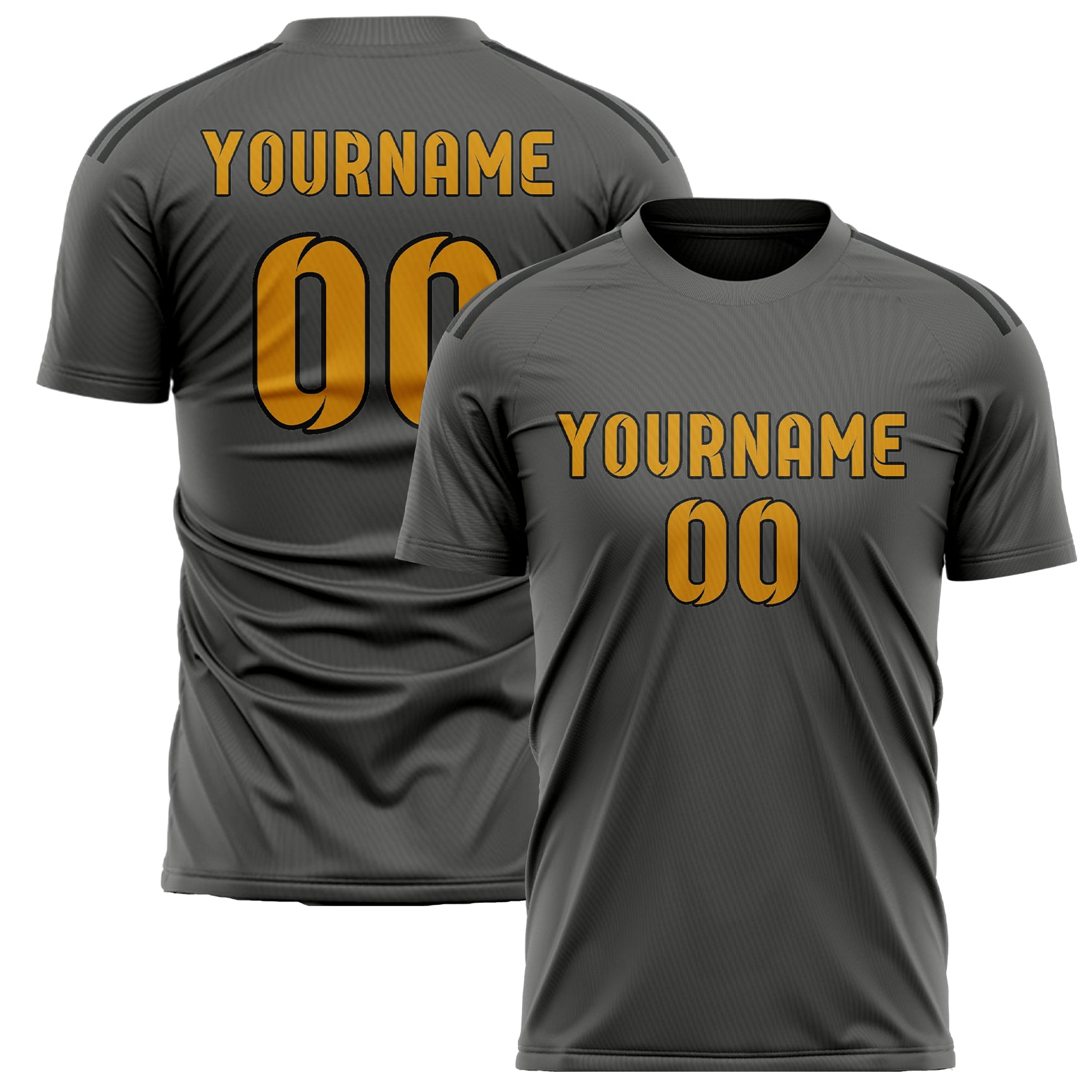 Custom Dark Grey Yellow Soccer Jersey