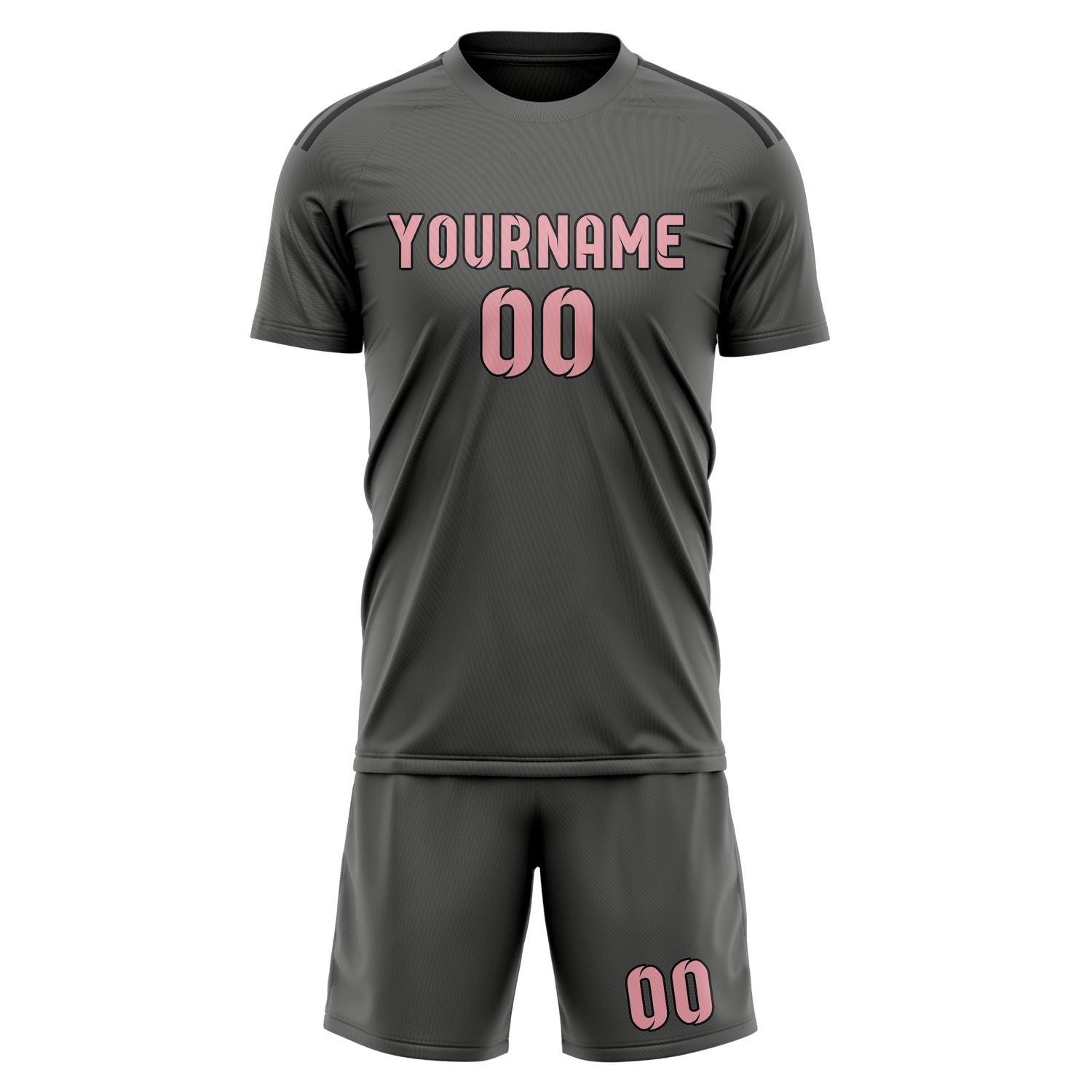 Custom Dark Grey Light Pink Soccer Set