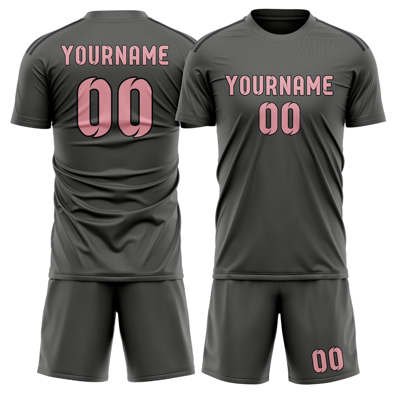 Custom Dark Grey Light Pink Soccer Set
