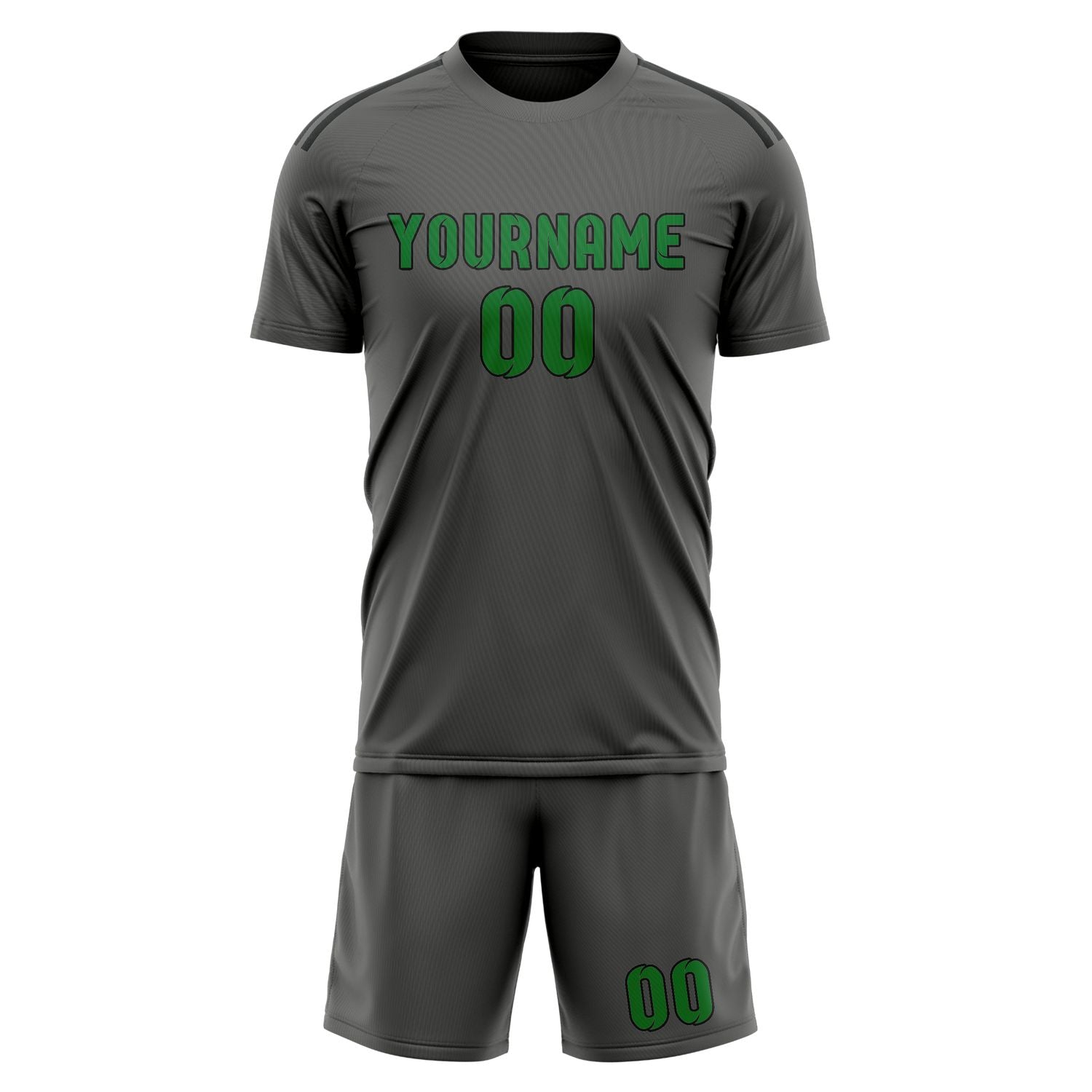 Custom Dark Grey Emerald Green Soccer Set
