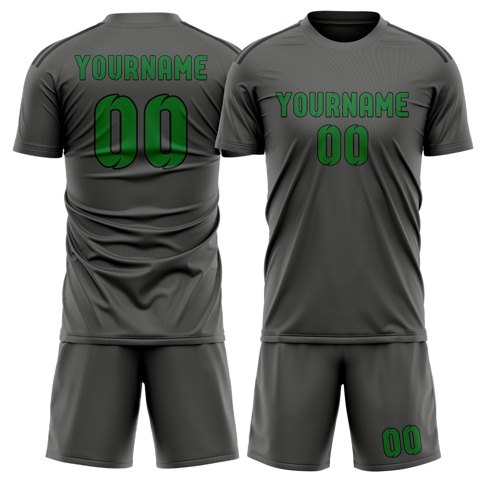 Custom Dark Grey Emerald Green Soccer Set