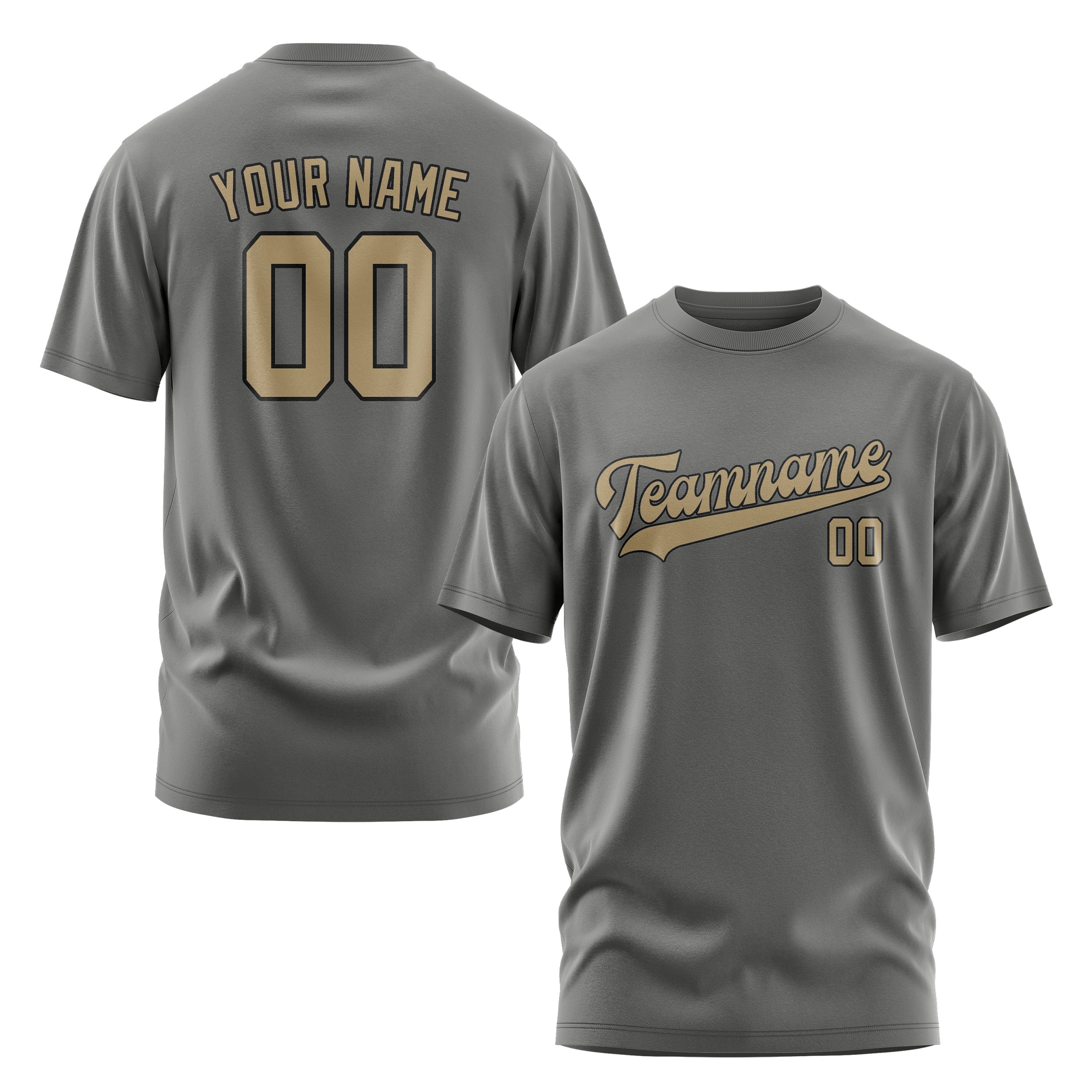 Custom Dark Grey Light Khaki T-Shirt