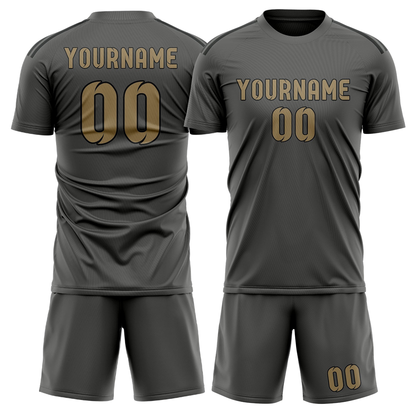 Custom Dark Grey Light Khaki Soccer Set