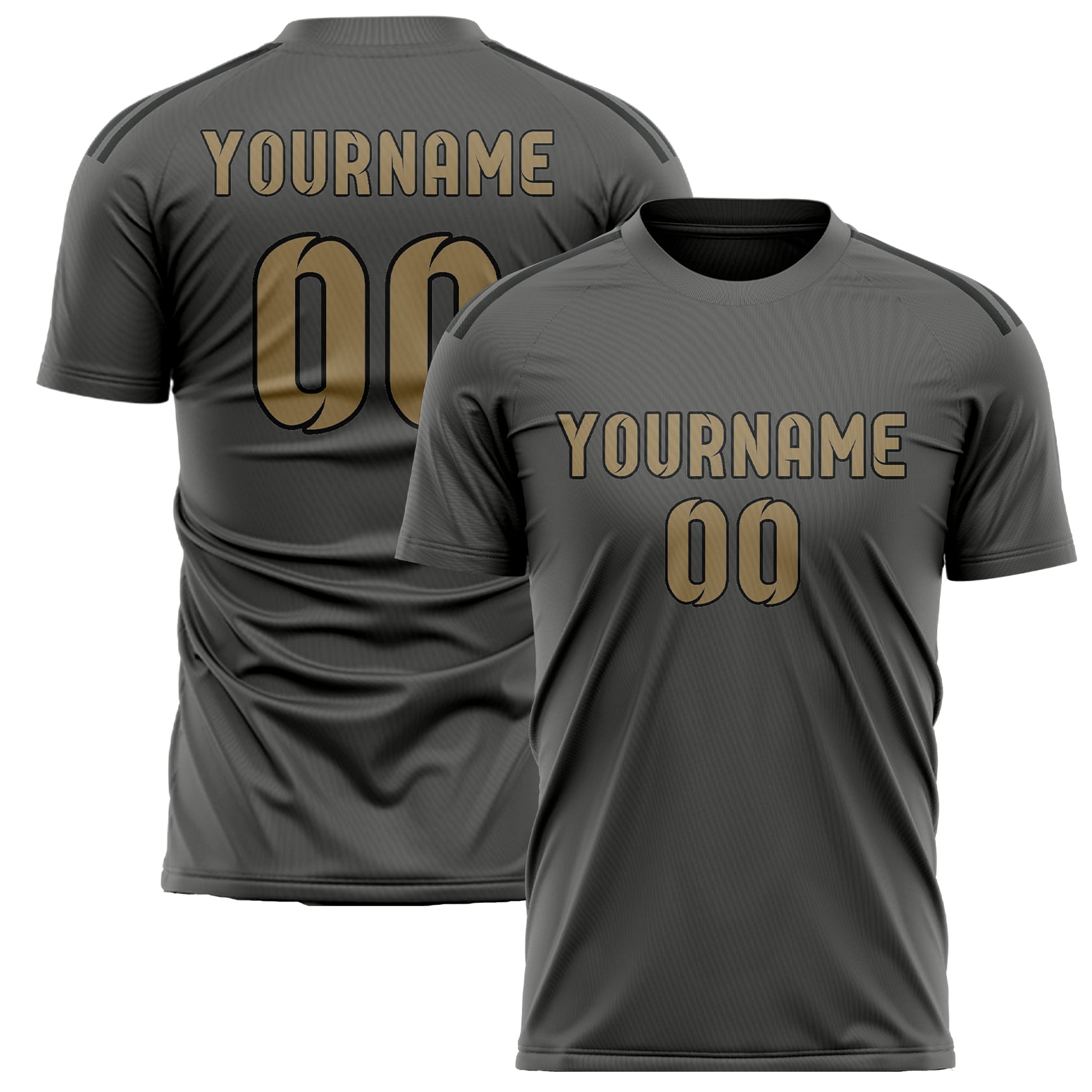 Custom Dark Grey Light Khaki Soccer Jersey