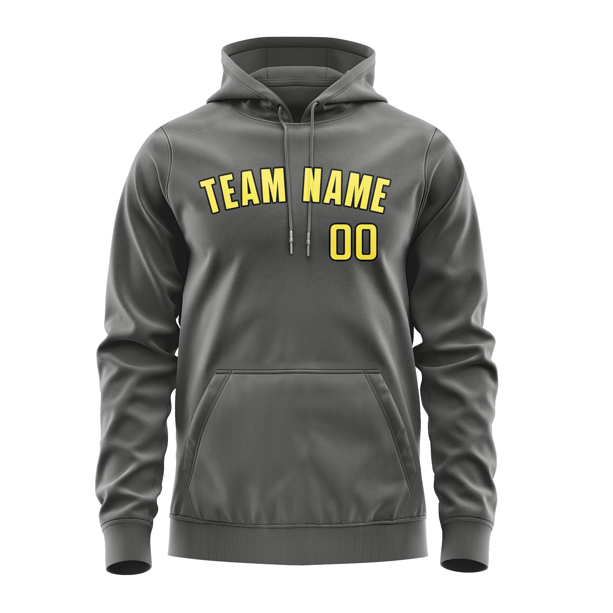 Custom Dark Grey Light Yellow Hoodie