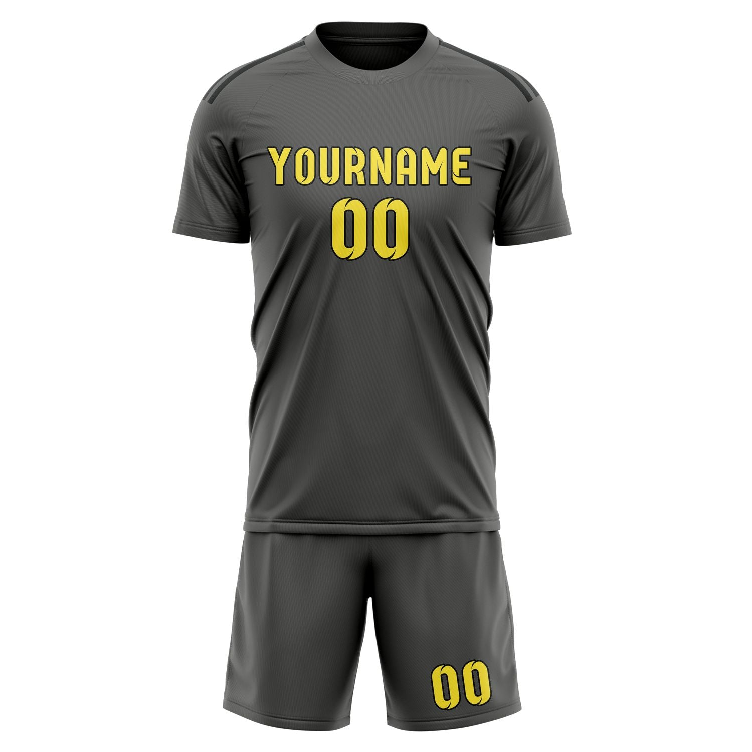 Custom Dark Grey Light Yellow Soccer Set