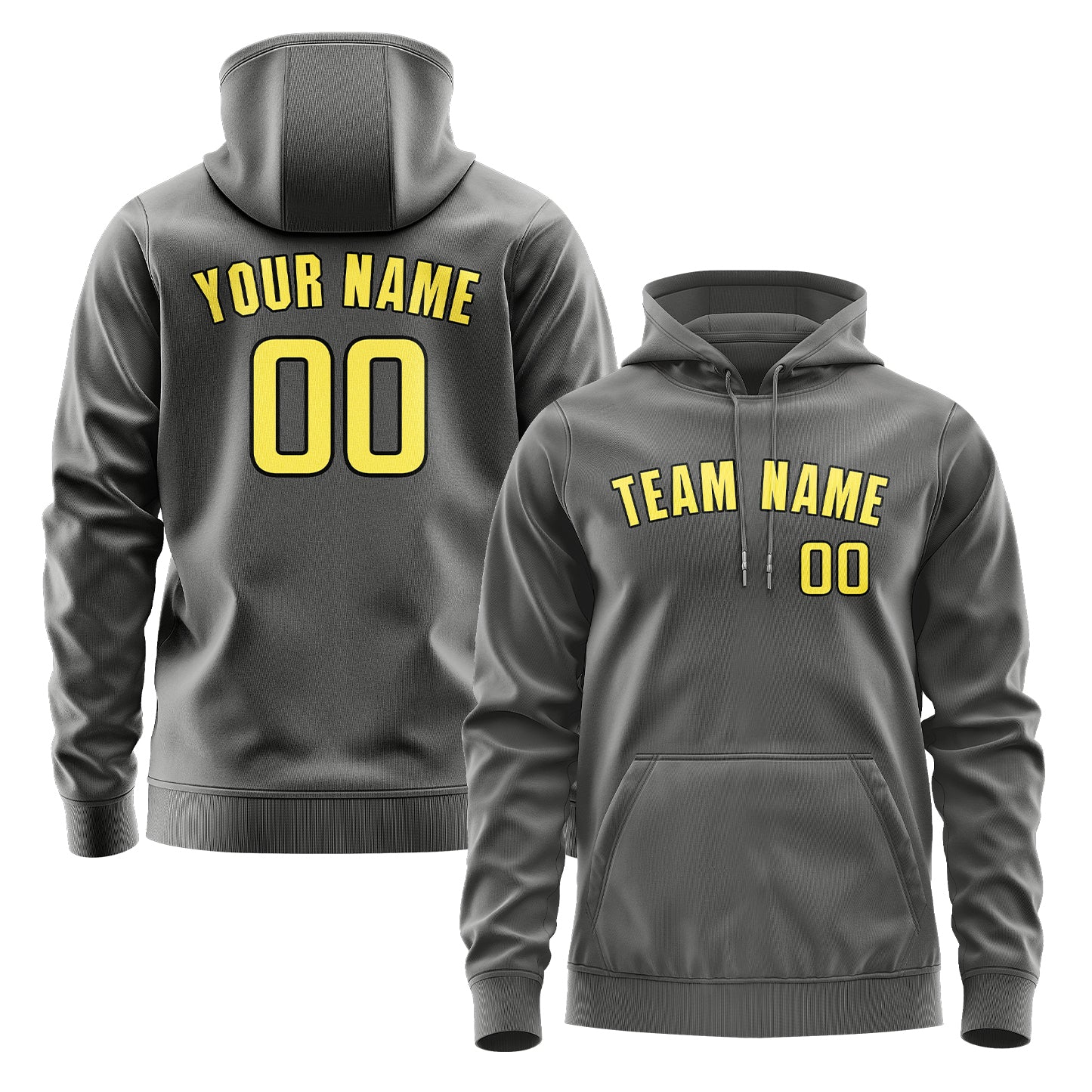 Custom Dark Grey Light Yellow Hoodie