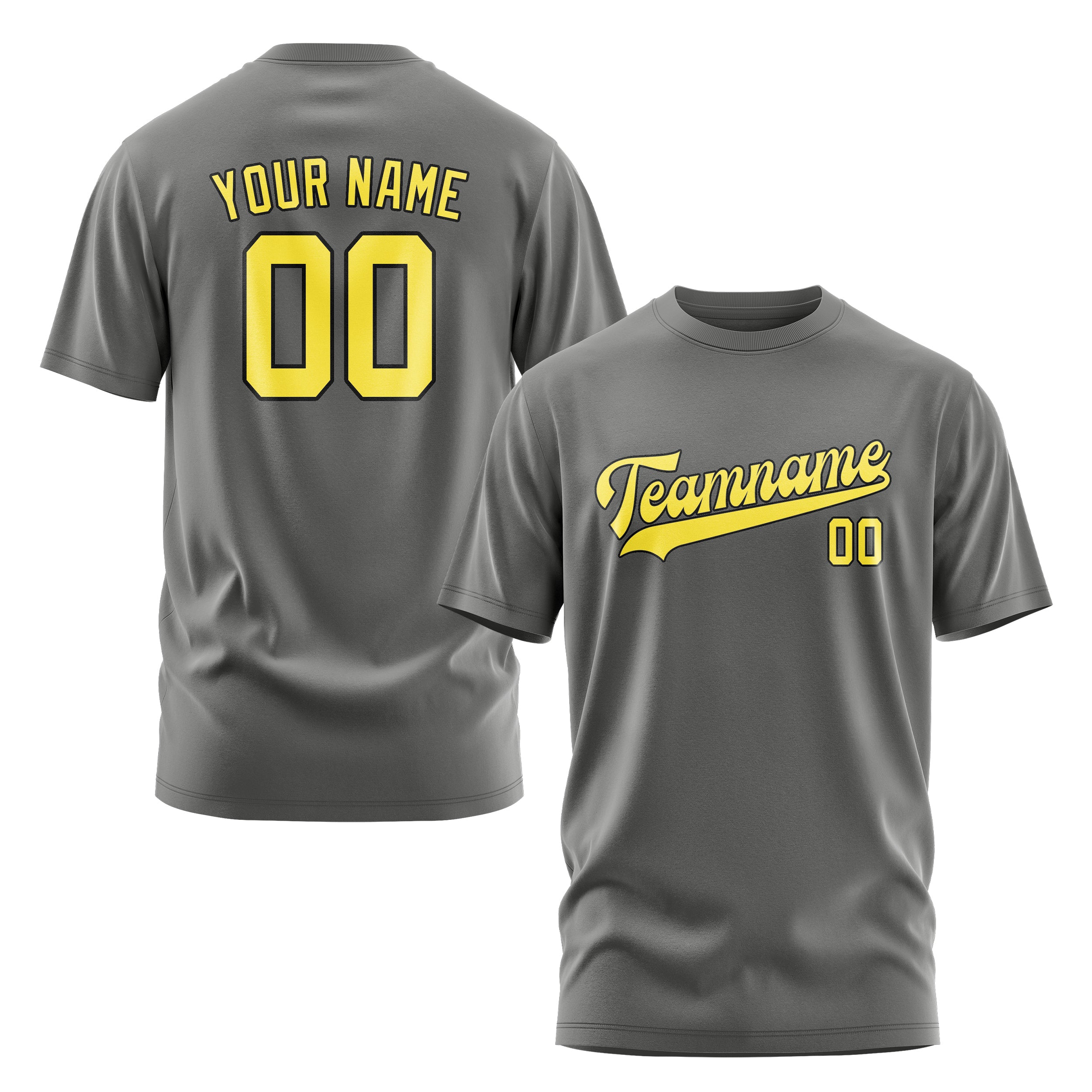 Custom Dark Grey Light Yellow T-Shirt
