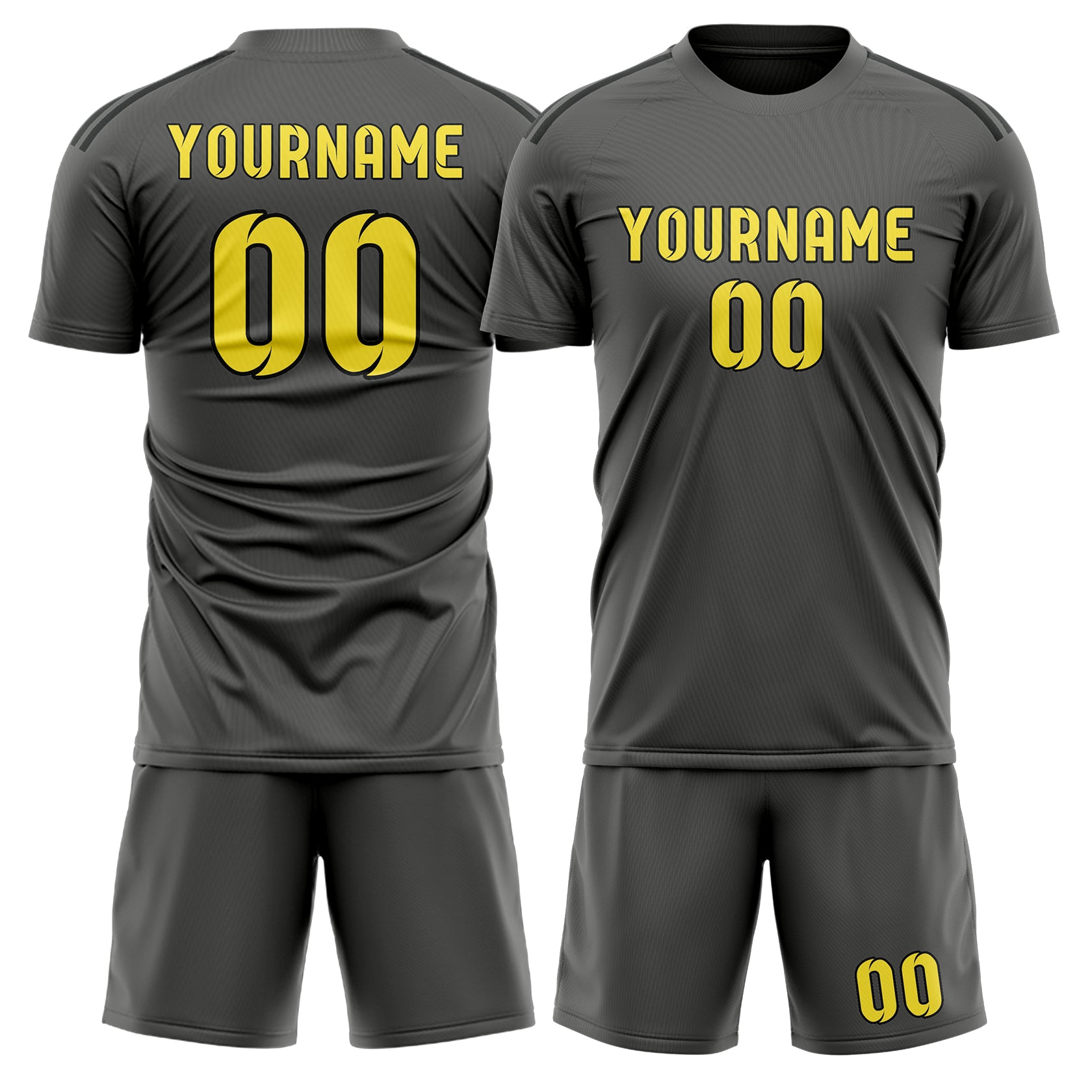 Custom Dark Grey Light Yellow Soccer Set