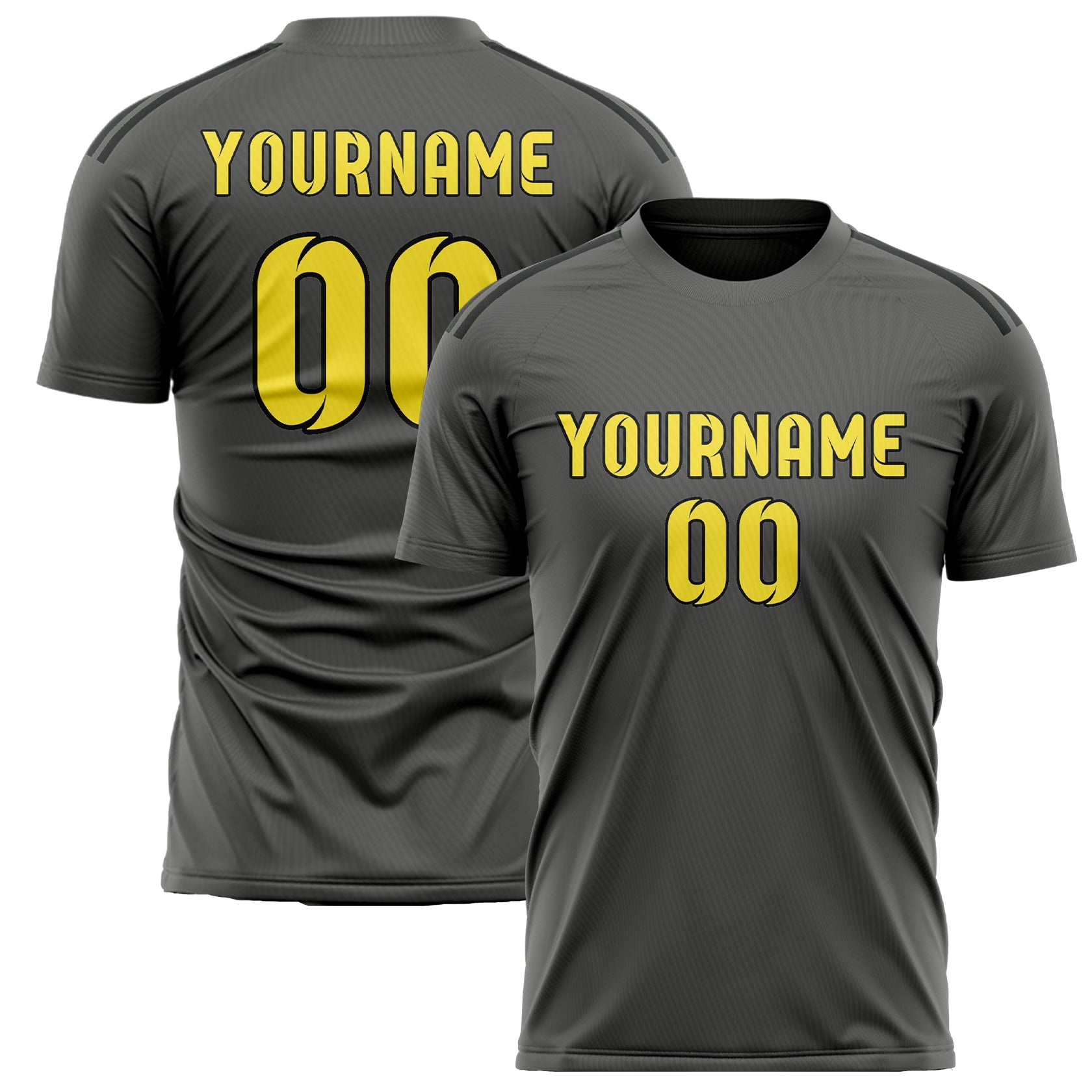 Custom Dark Grey Light Yellow Soccer Jersey