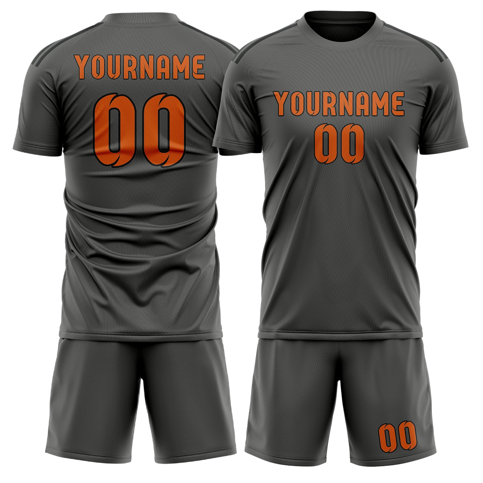 Custom Dark Grey Orange Soccer Set