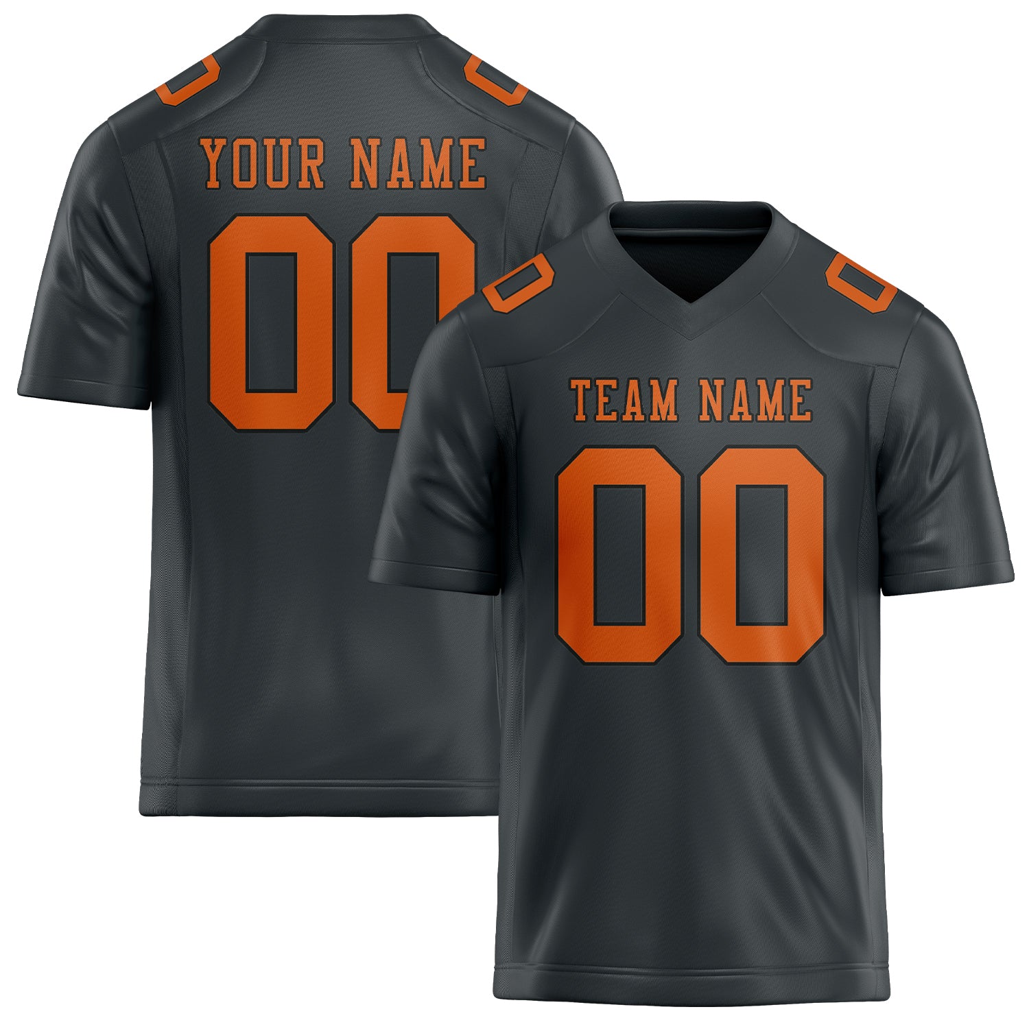 Custom Dark Grey Orange Football Jersey