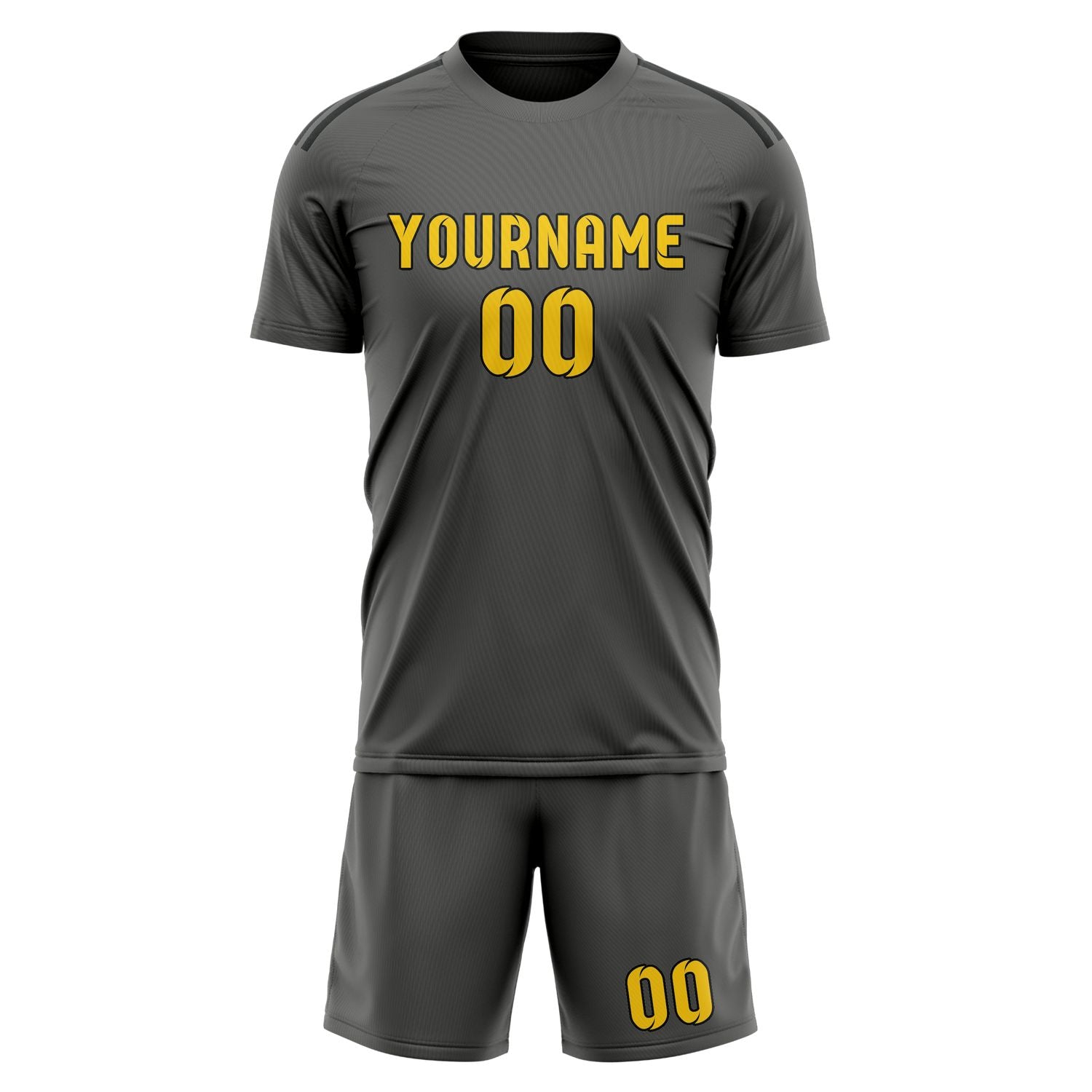 Custom Dark Grey Gold Soccer Set