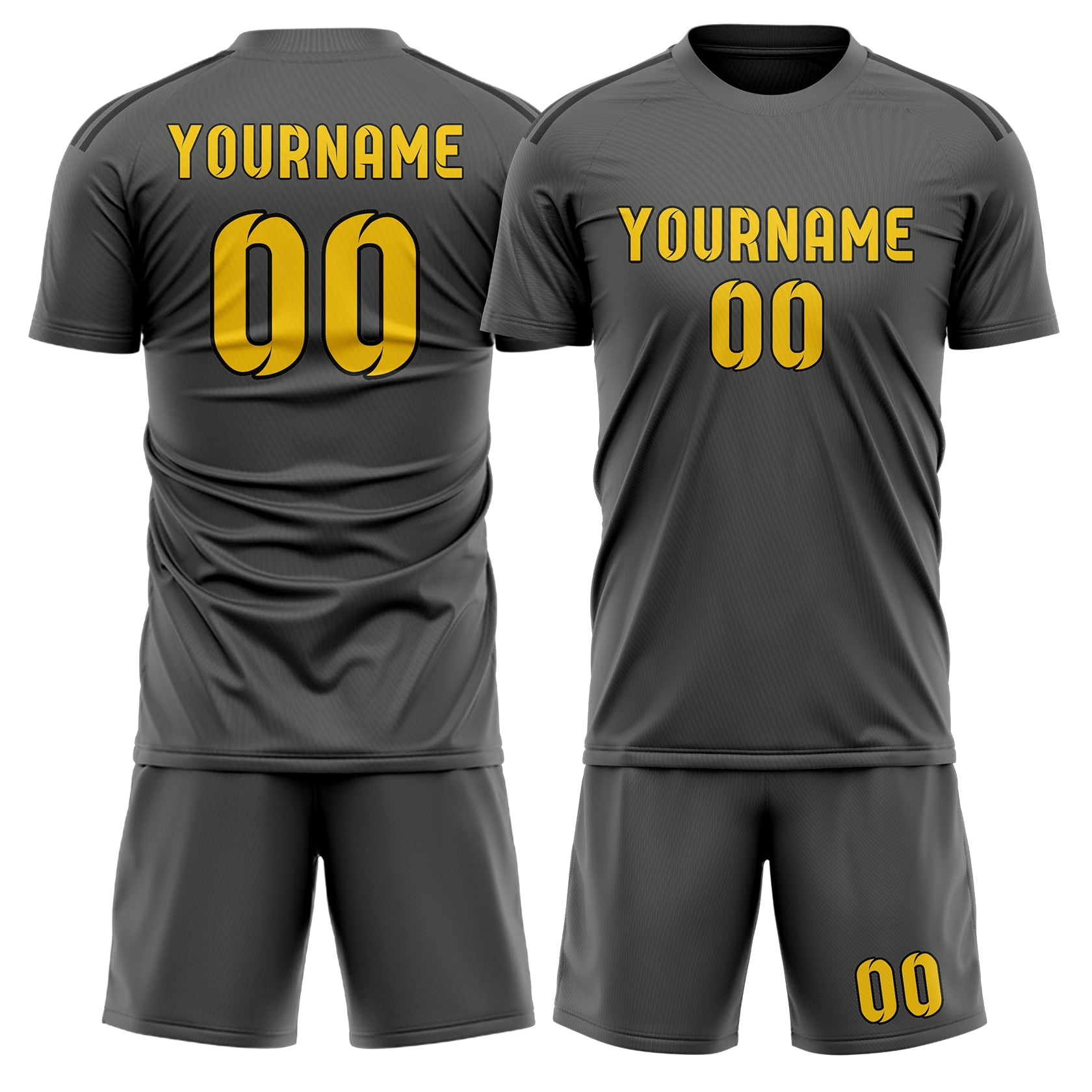 Custom Dark Grey Gold Soccer Set