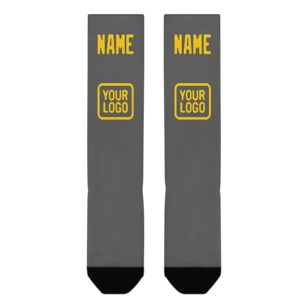 Custom Dark Grey Gold Knee-High Sock