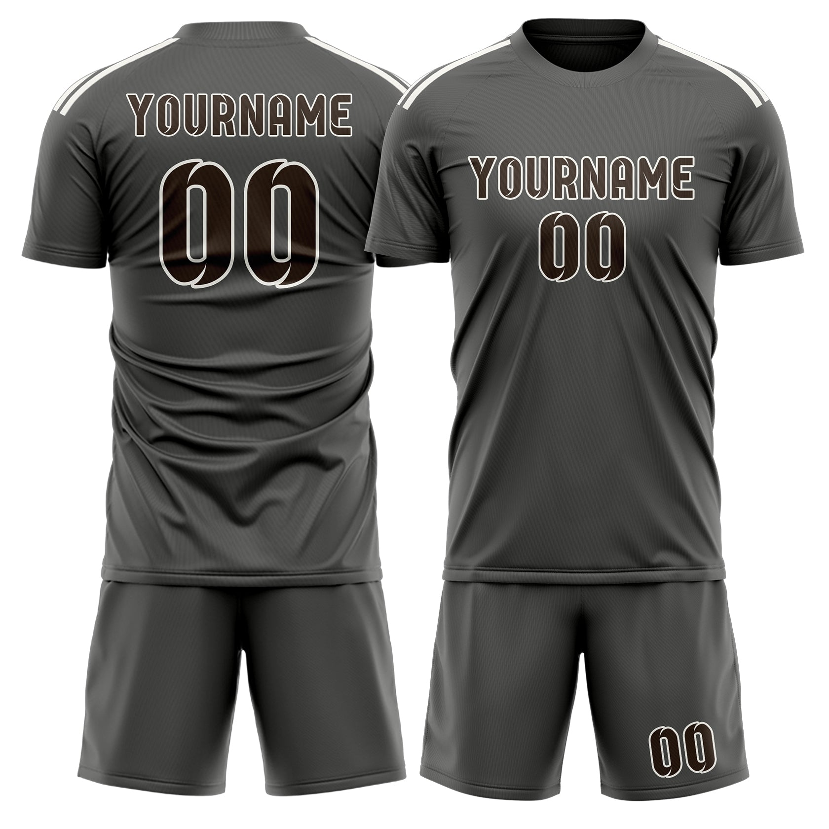 Custom Dark Grey Brown Soccer Set