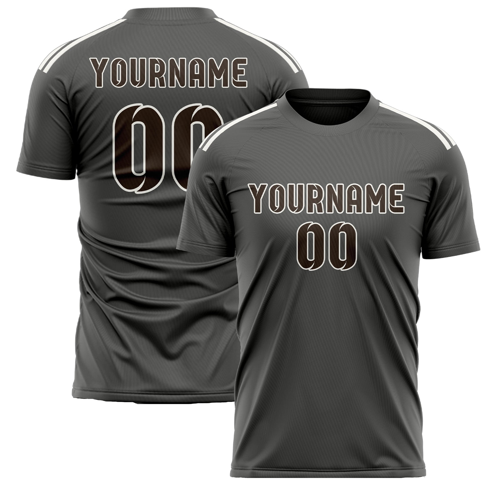 Custom Dark Grey Brown Soccer Jersey