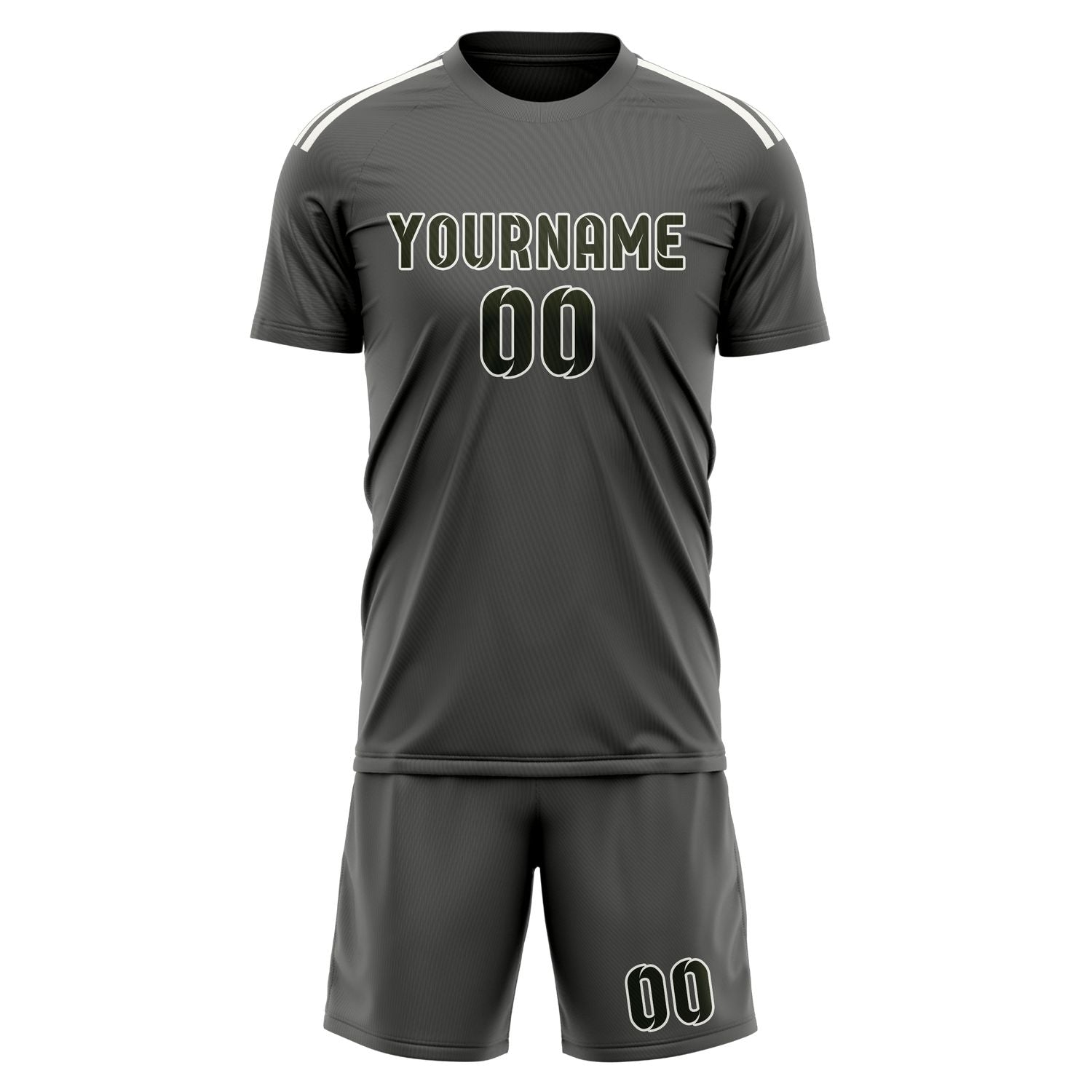 Custom Dark Grey Olive Soccer Set