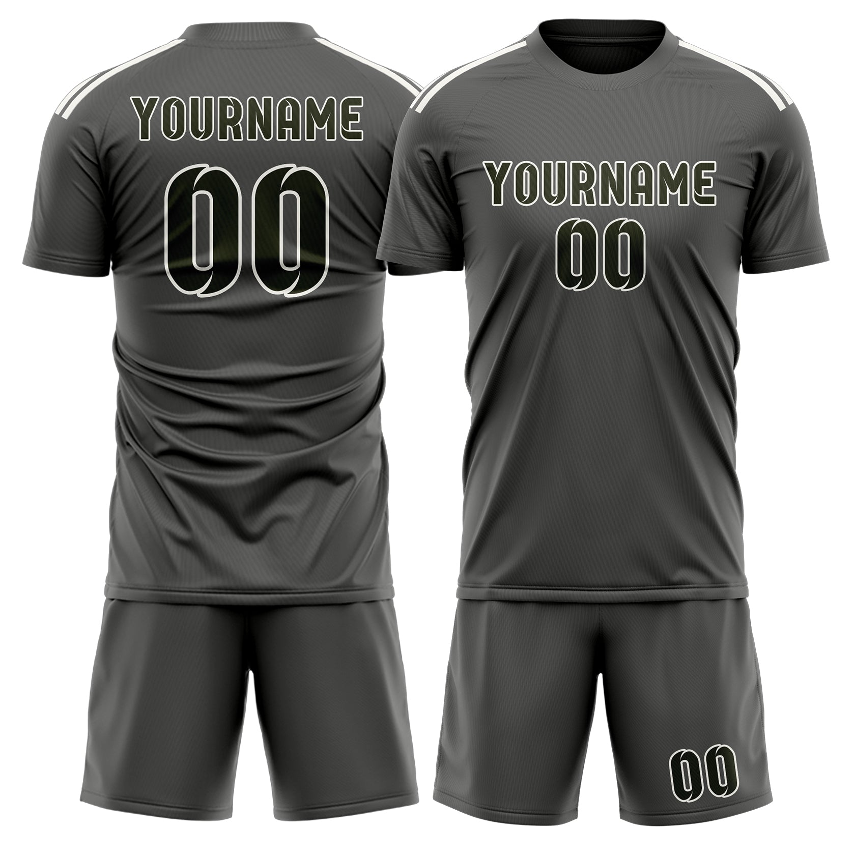 Custom Dark Grey Olive Soccer Set