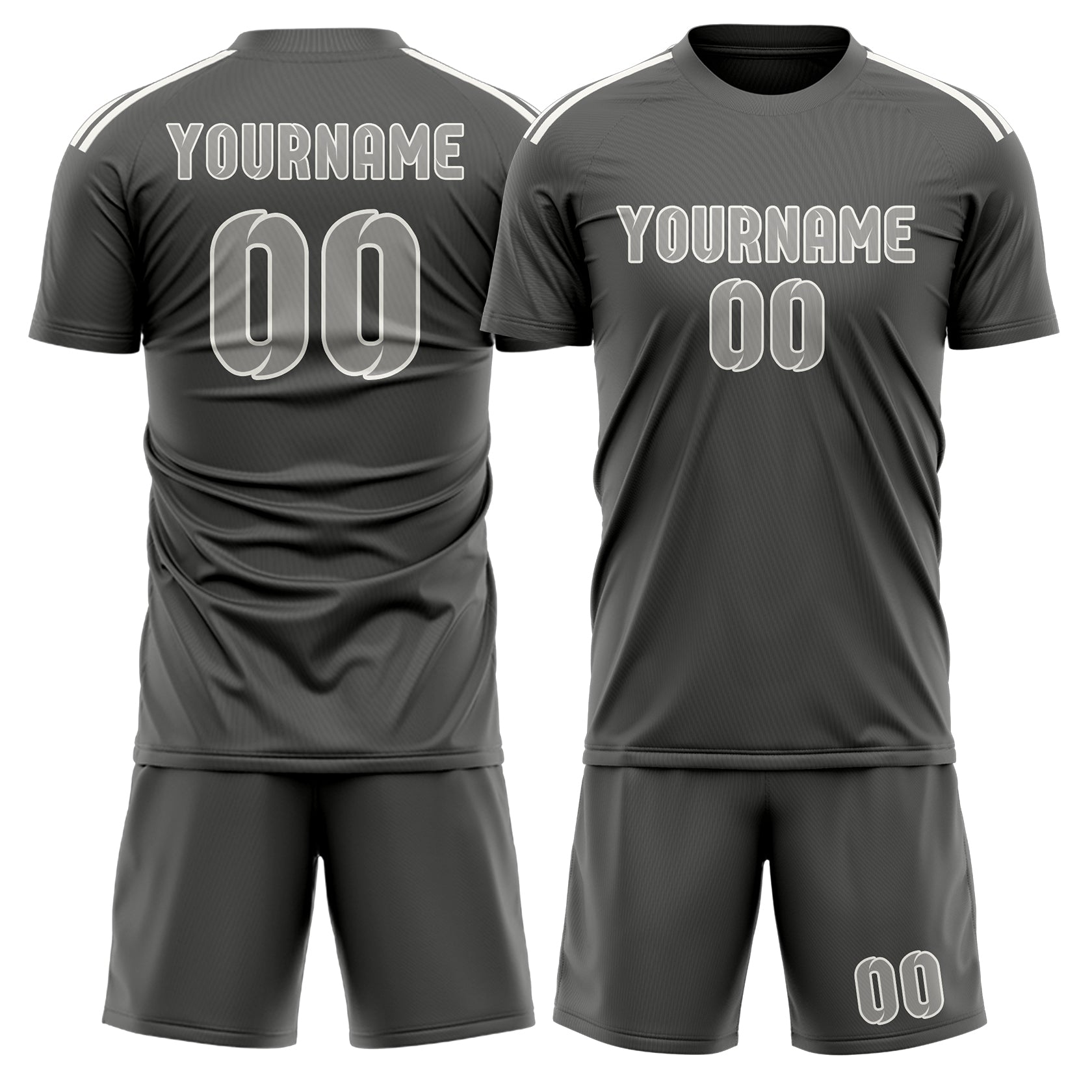 Custom Dark Grey Gray Soccer Set