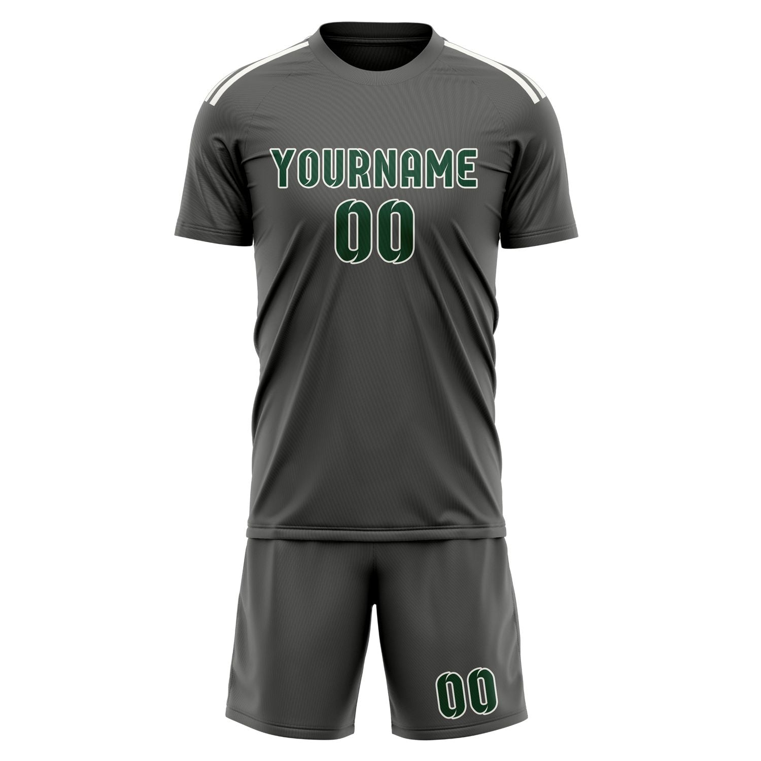 Custom Dark Grey Green Soccer Set