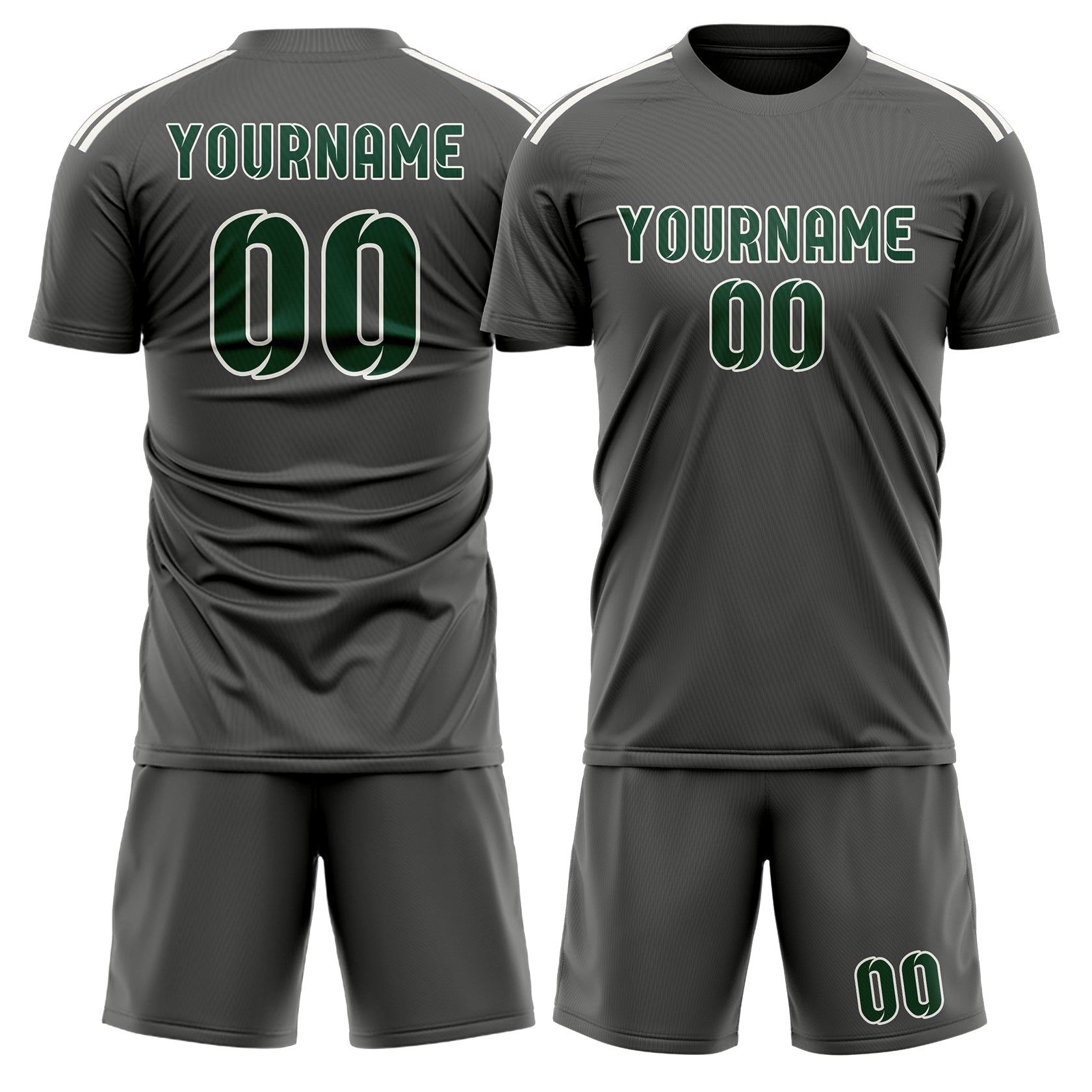 Custom Dark Grey Green Soccer Set