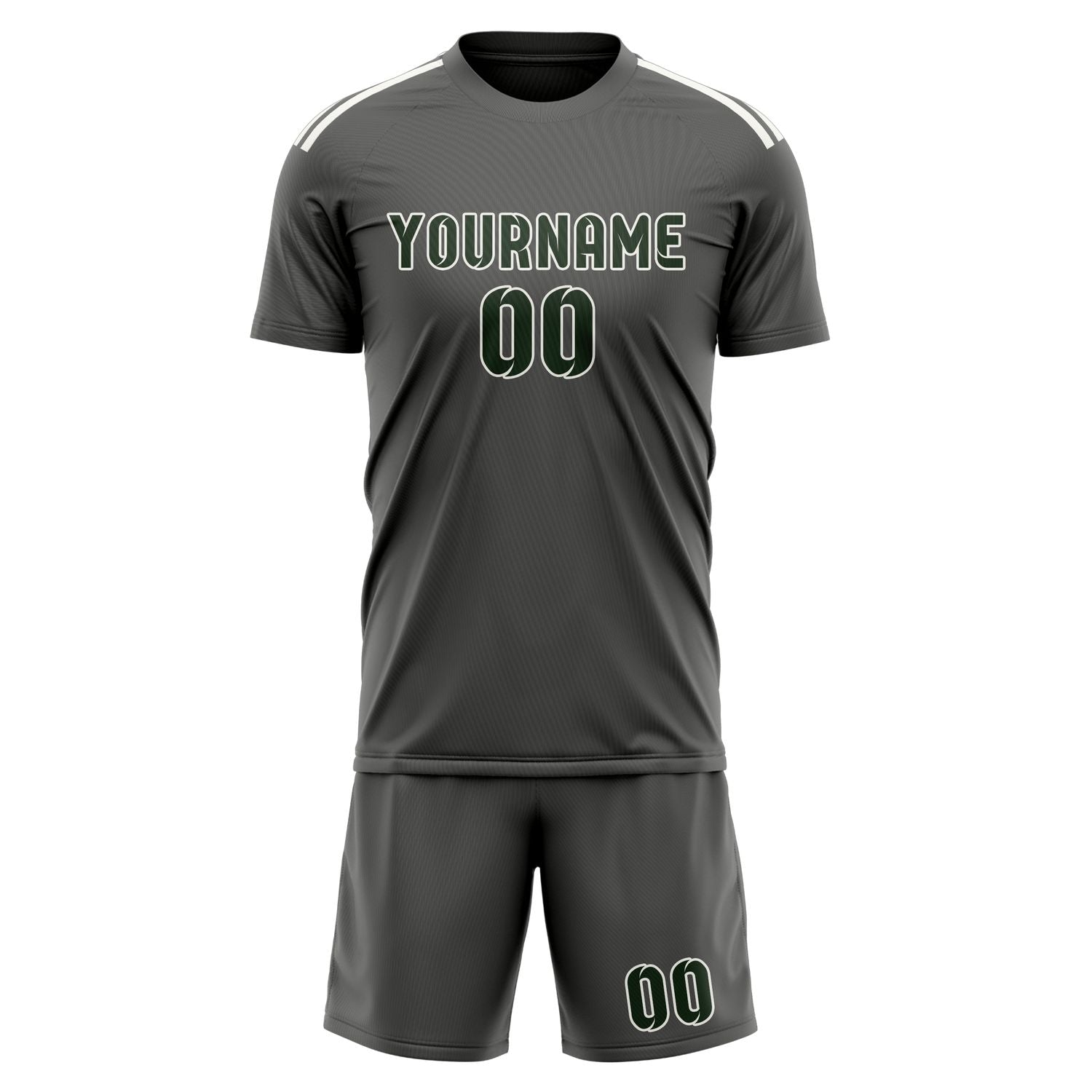 Custom Dark Grey Dark Green Soccer Set