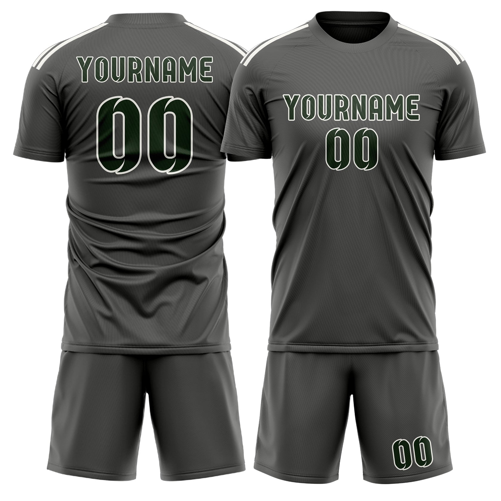 Custom Dark Grey Dark Green Soccer Set