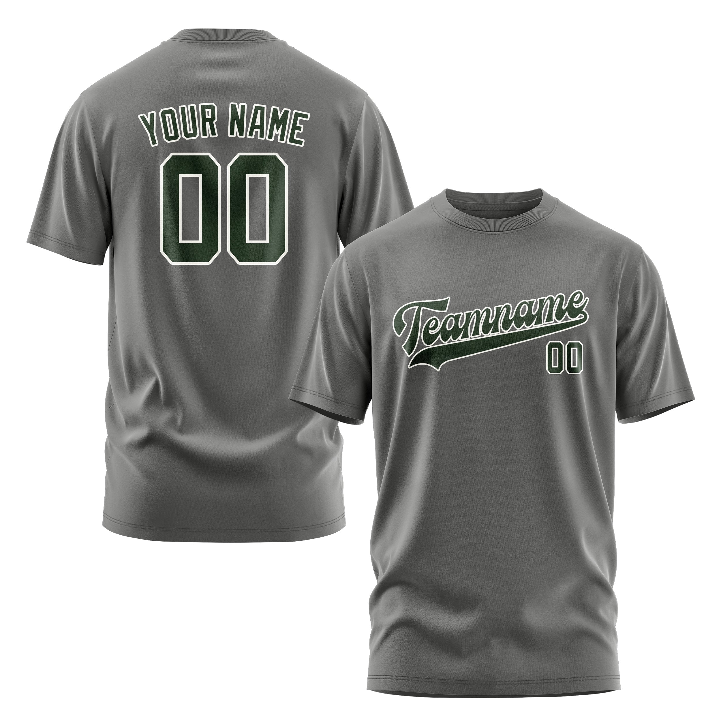 Custom Dark Grey Dark Green T-Shirt