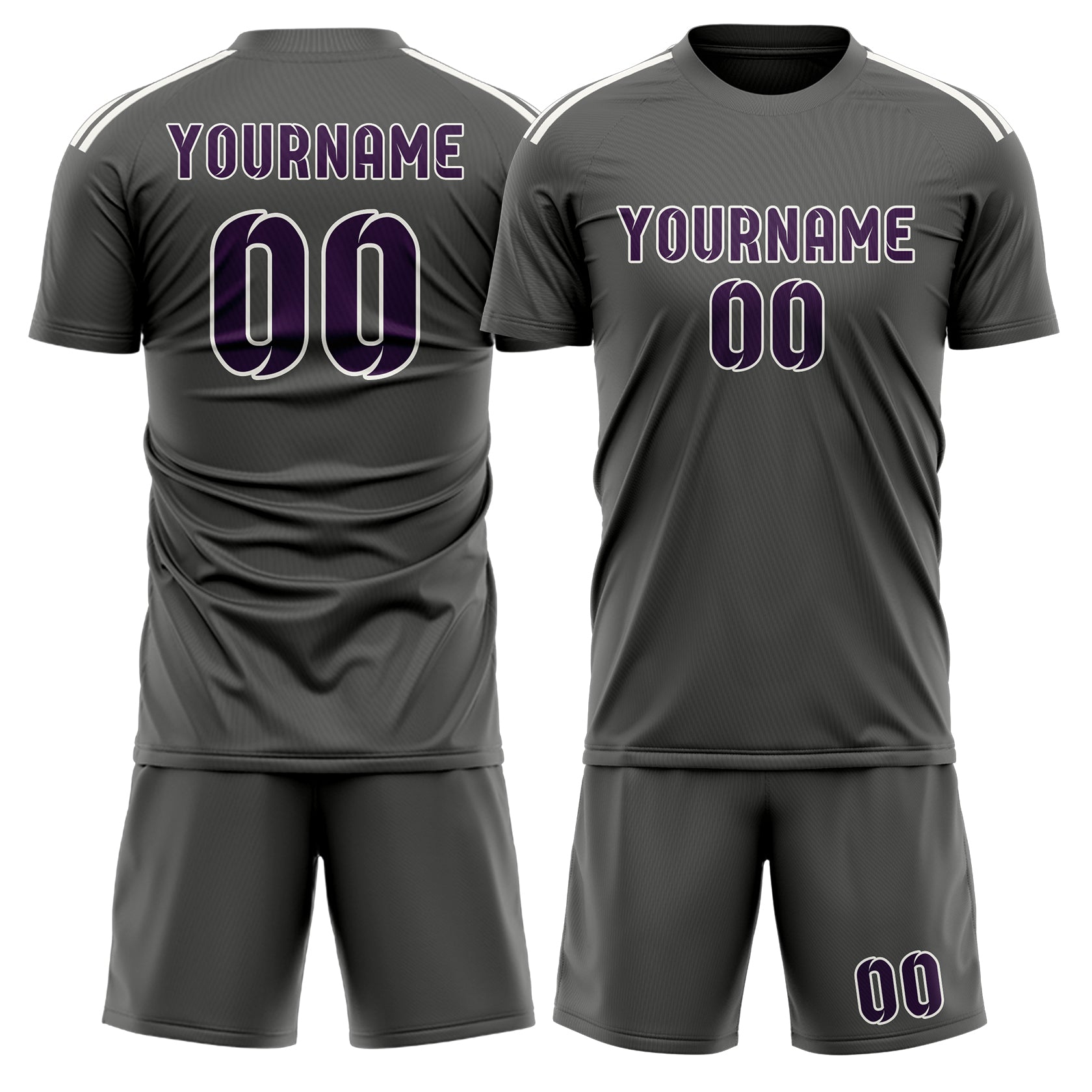Custom Dark Grey Purple Soccer Set