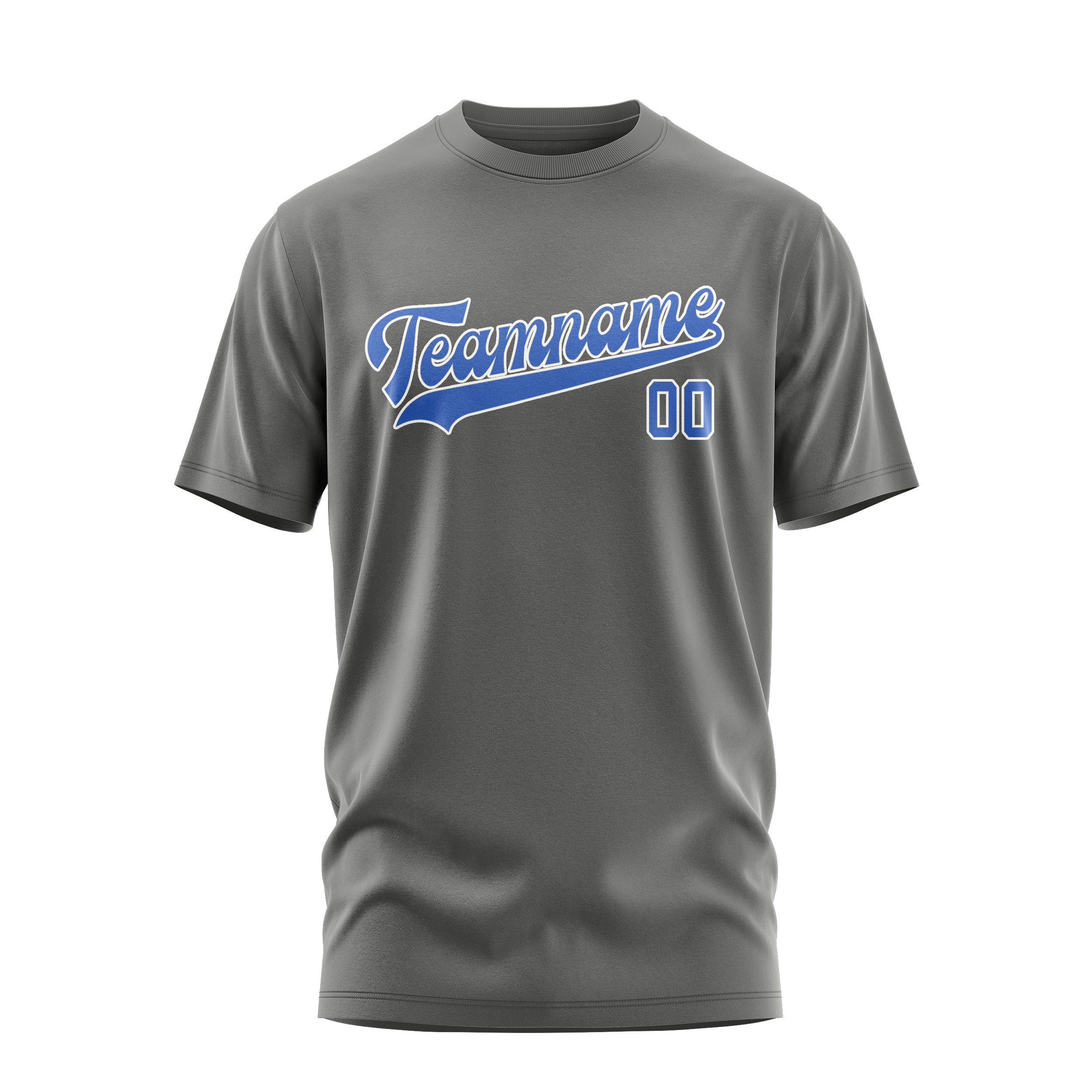 Custom Dark Grey Sky Blue T-Shirt