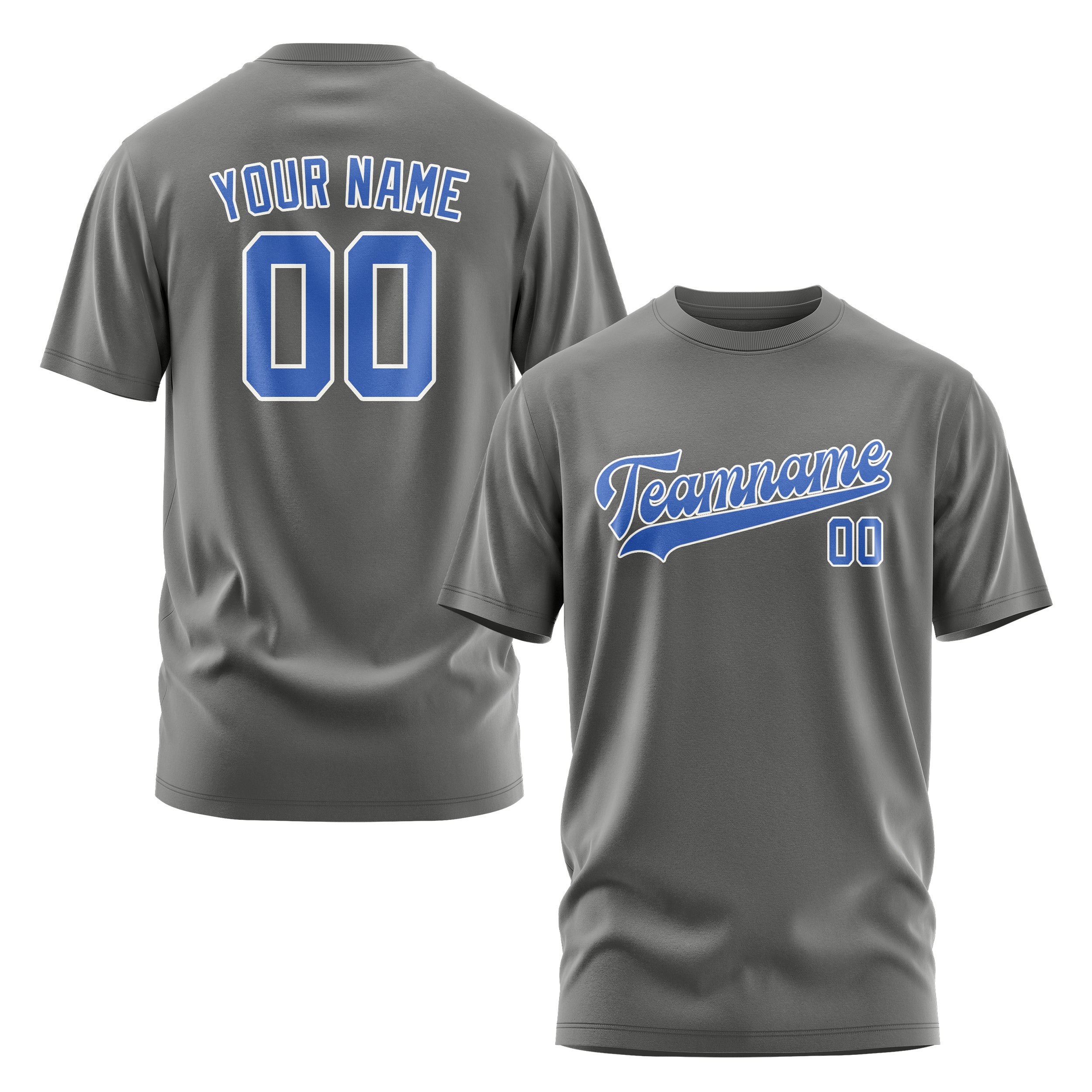 Custom Dark Grey Sky Blue T-Shirt