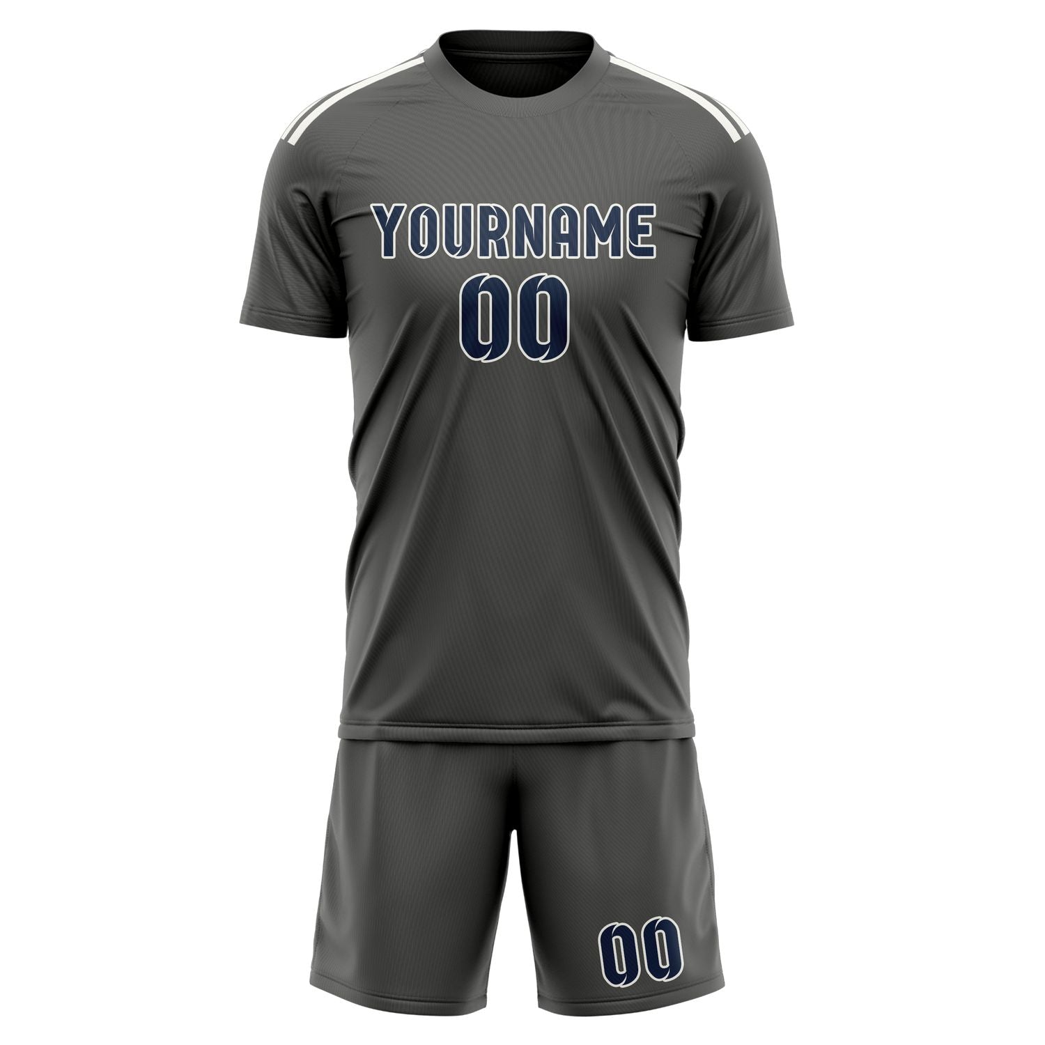 Custom Dark Grey Blue Soccer Set