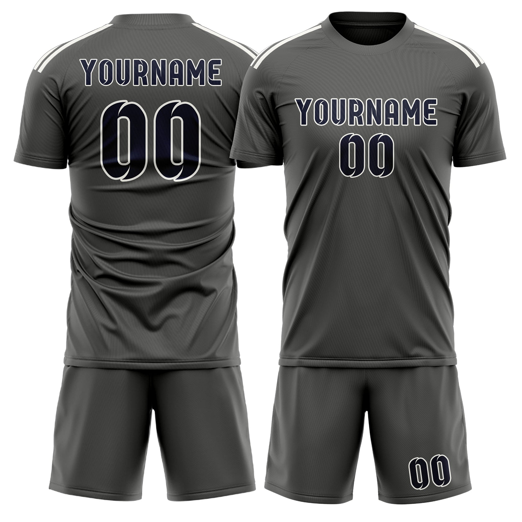 Custom Dark Grey Navy Soccer Set