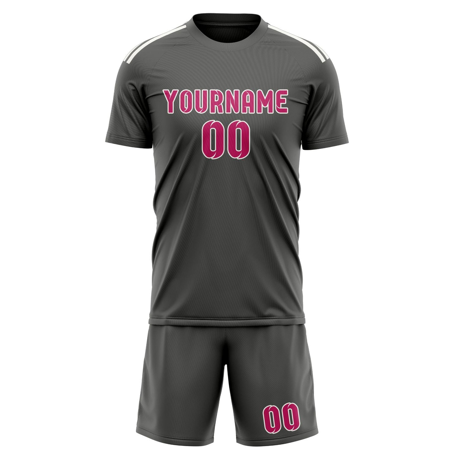 Custom Dark Grey Pink Soccer Set