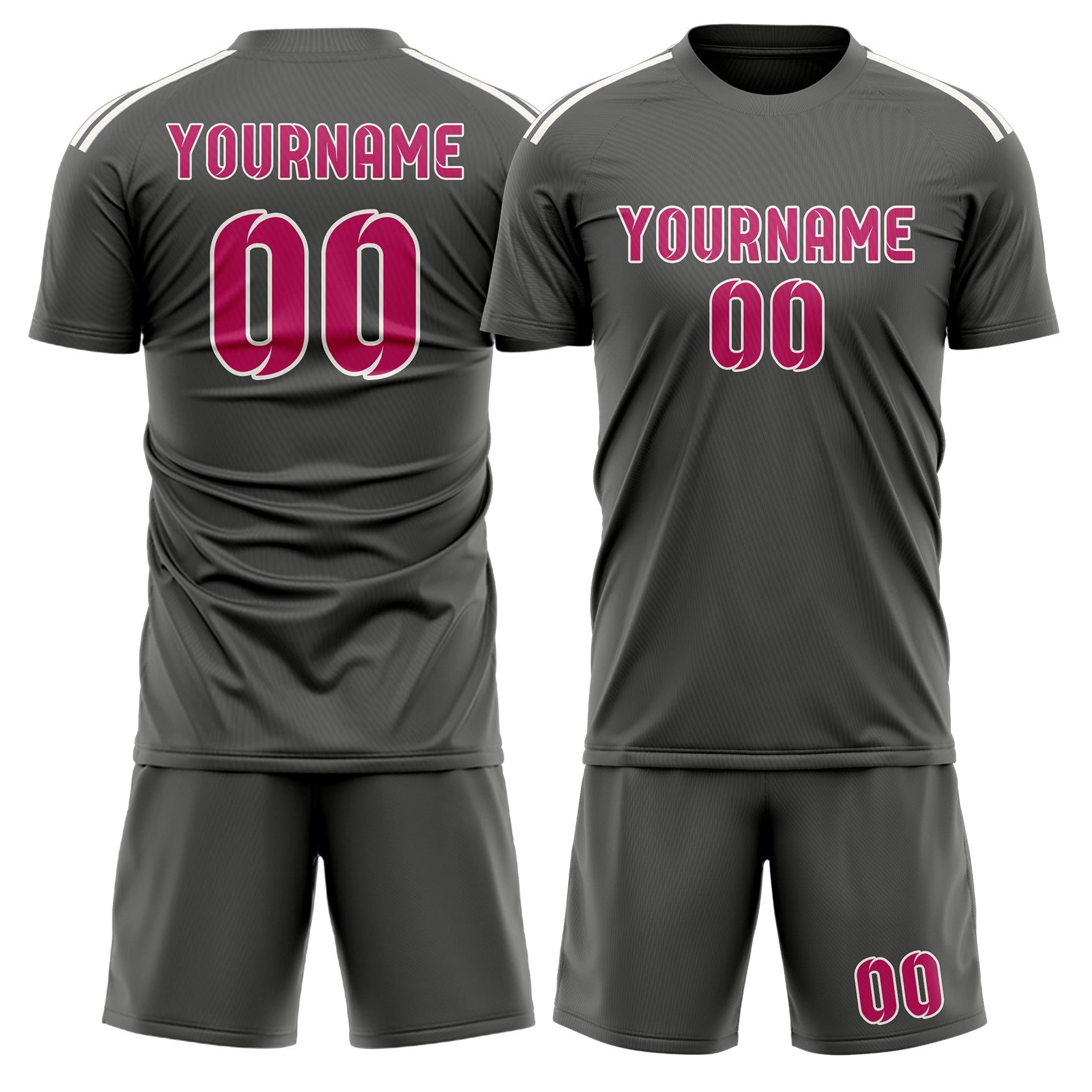 Custom Dark Grey Pink Soccer Set