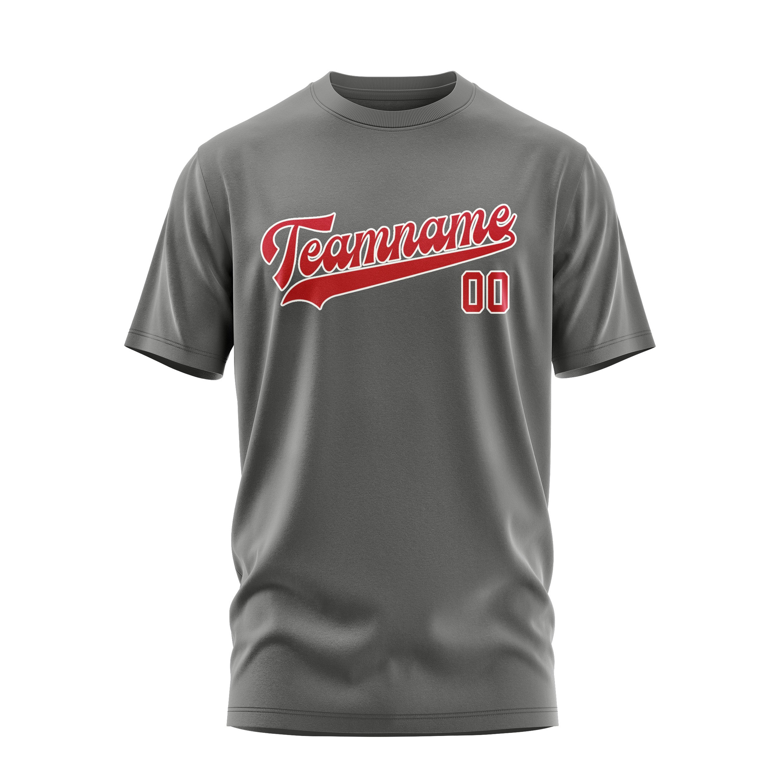 Custom Dark Grey Red T-Shirt