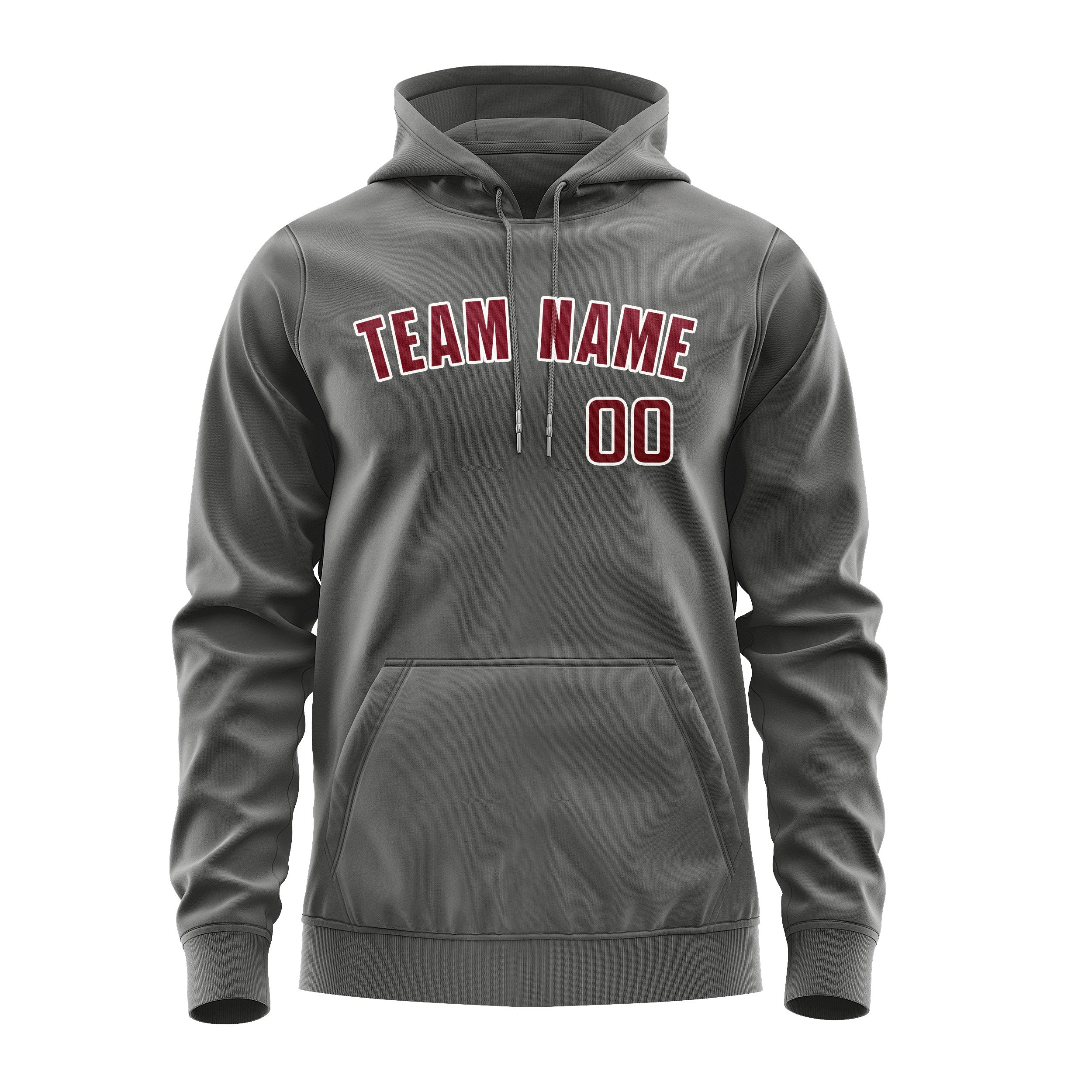 Custom Dark Grey Crimson Red Hoodie