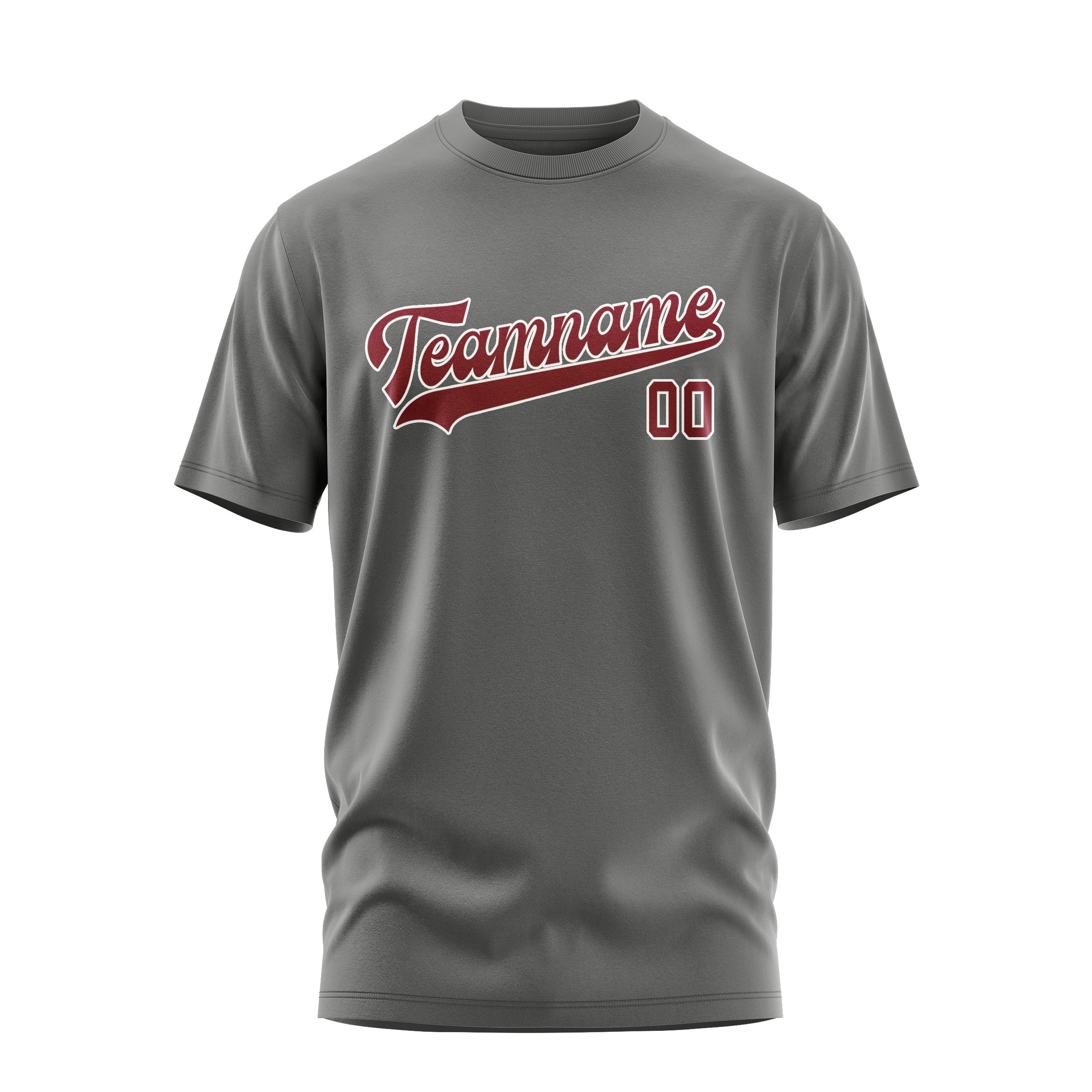 Custom Dark Grey Crimson Red T-Shirt