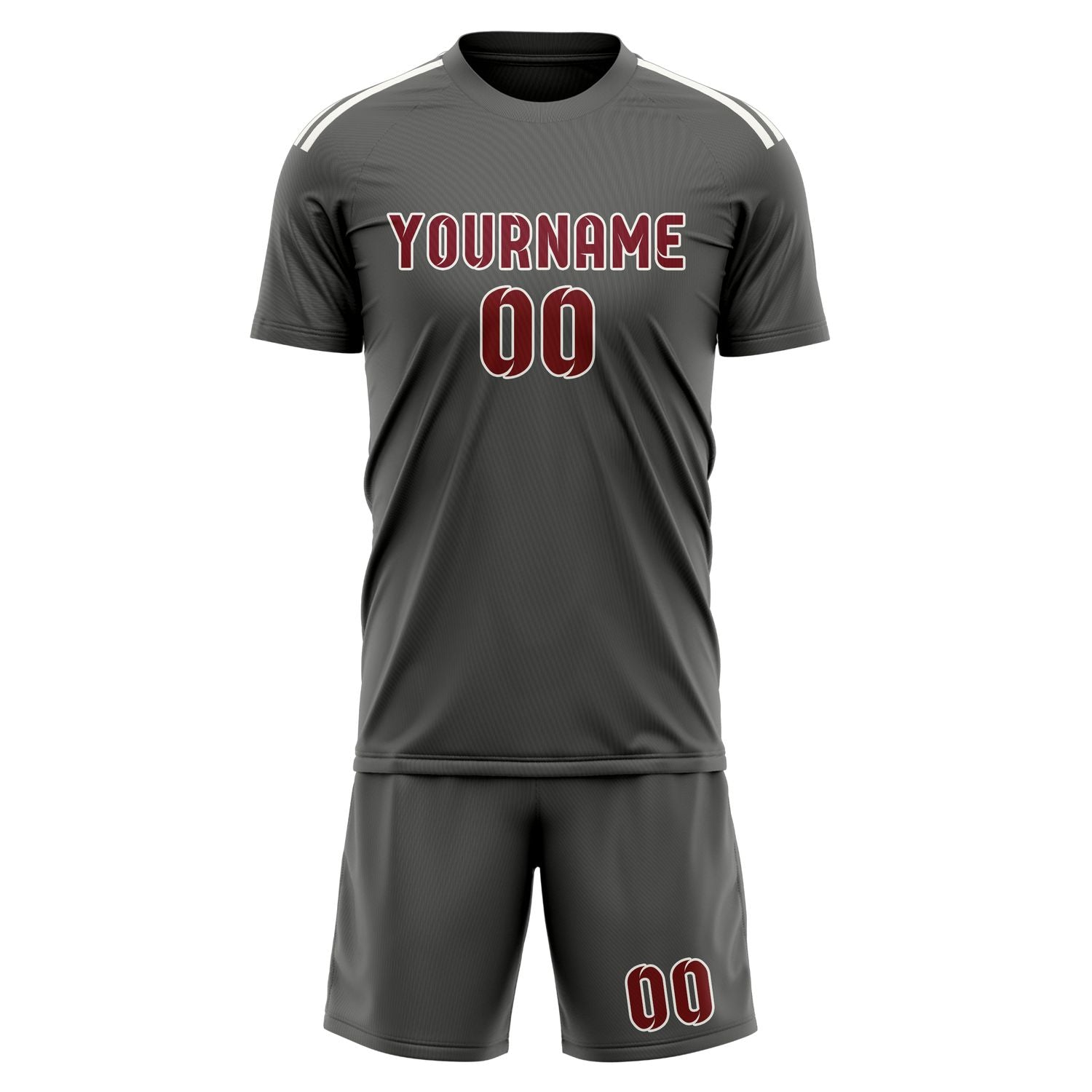 Custom Dark Grey Crimson Red Soccer Set