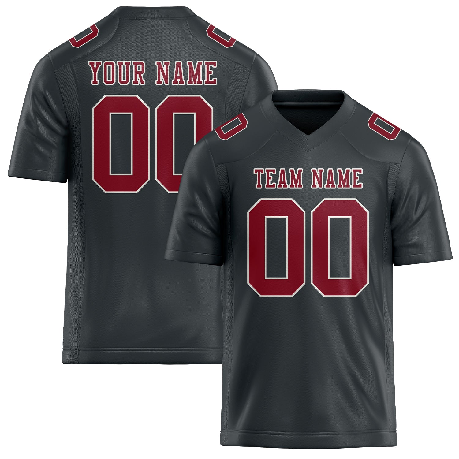 Custom Dark Grey Crimson Red Football Jersey