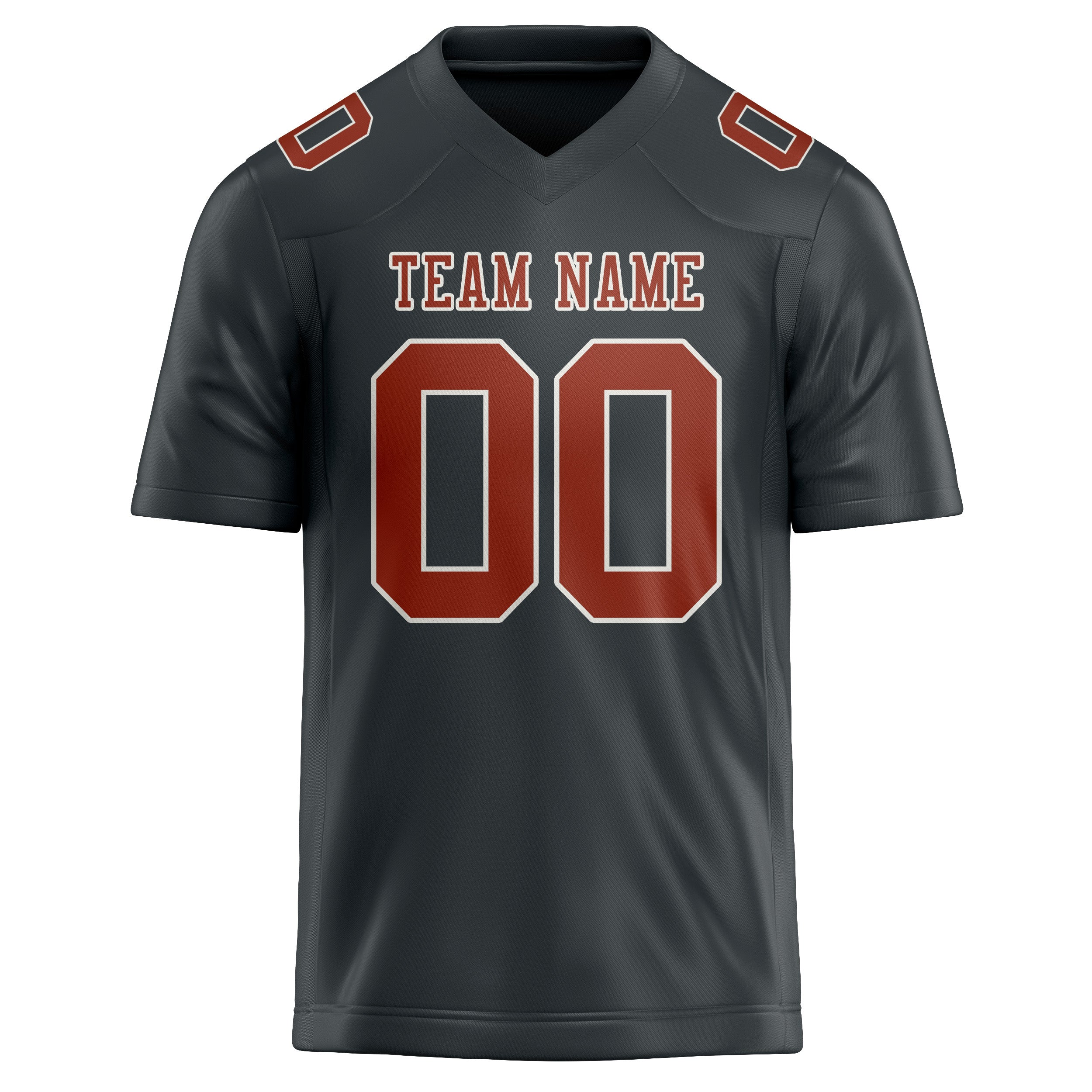 Custom Dark Grey Coral Red Football Jersey