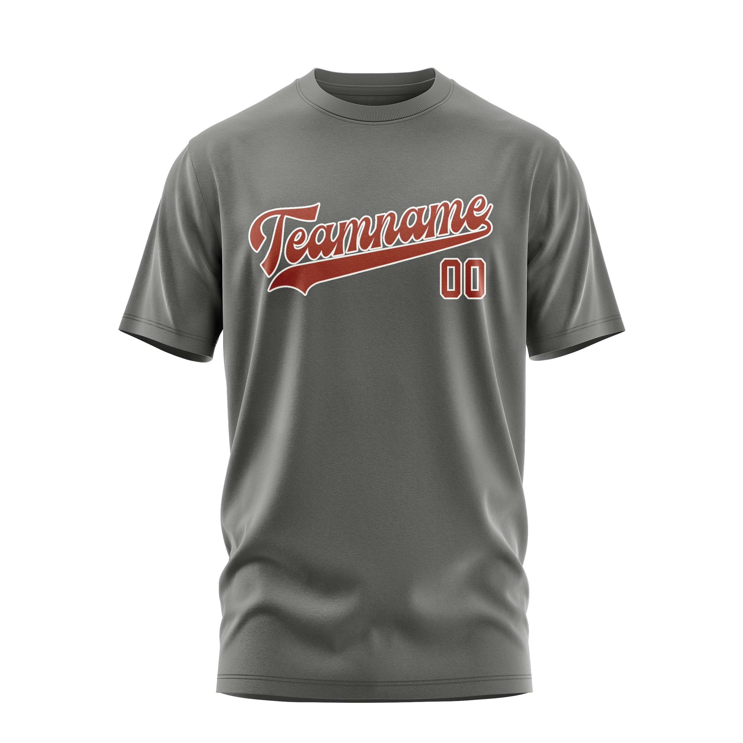 Custom Dark Grey Coral Red T-Shirt