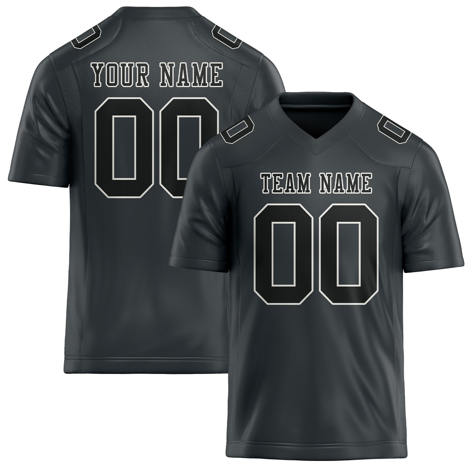 Custom Dark Grey Black Football Jersey