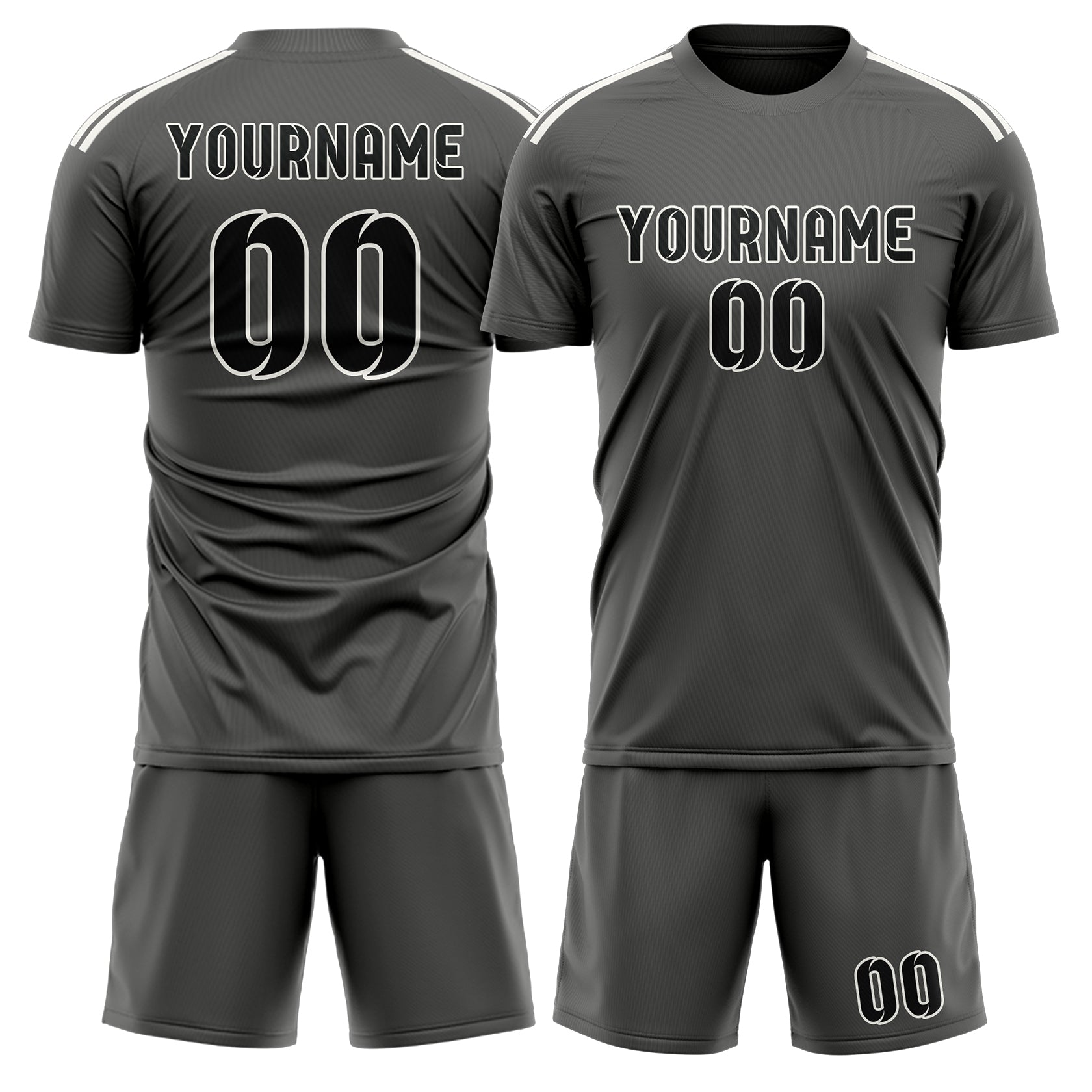 Custom Dark Grey Black Soccer Set