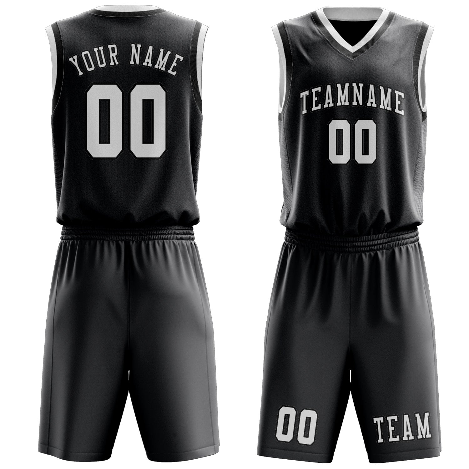 Custom Dark Grey White Basketball Set