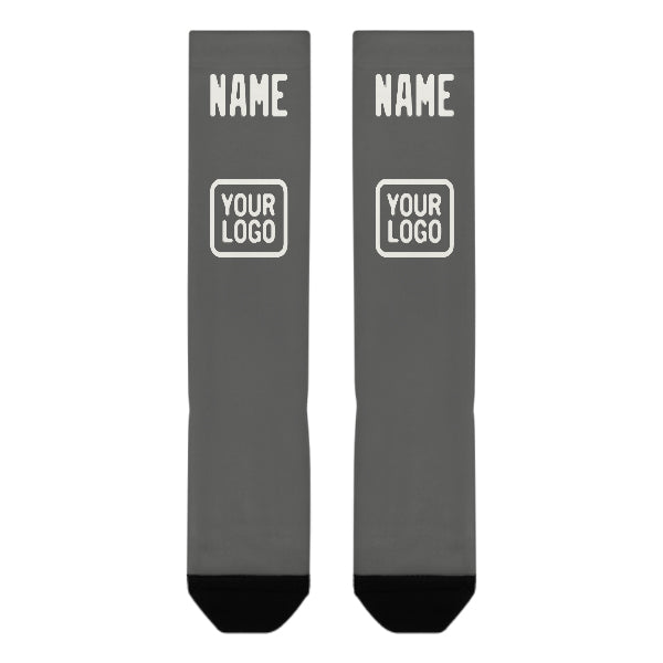 Custom Dark Grey White Knee-High Sock